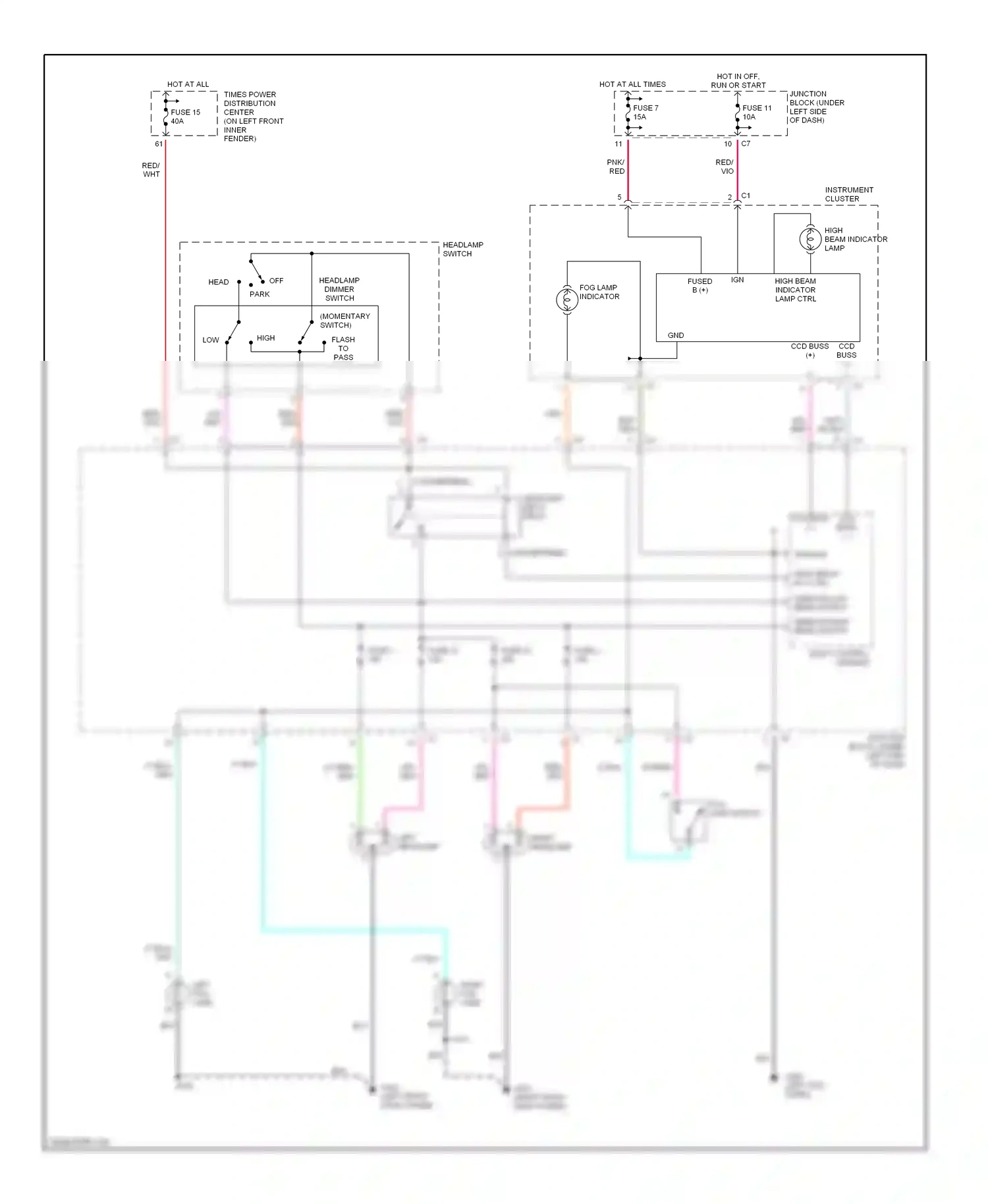 Dodge Stratus I (1995-2000) (left front dash tower) wiring diagram  (1 of 1)
