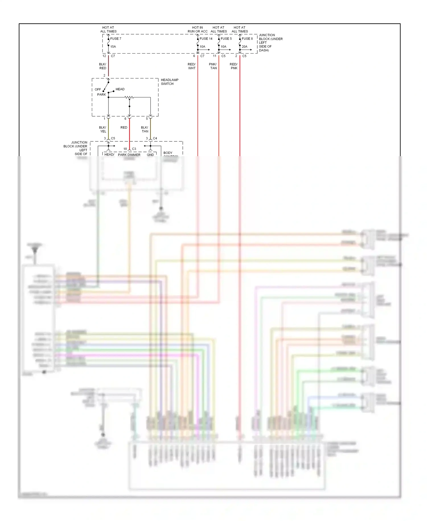 Dodge Stratus I (1995-2000) (left kick panel) wiring diagram  (15 of 18)