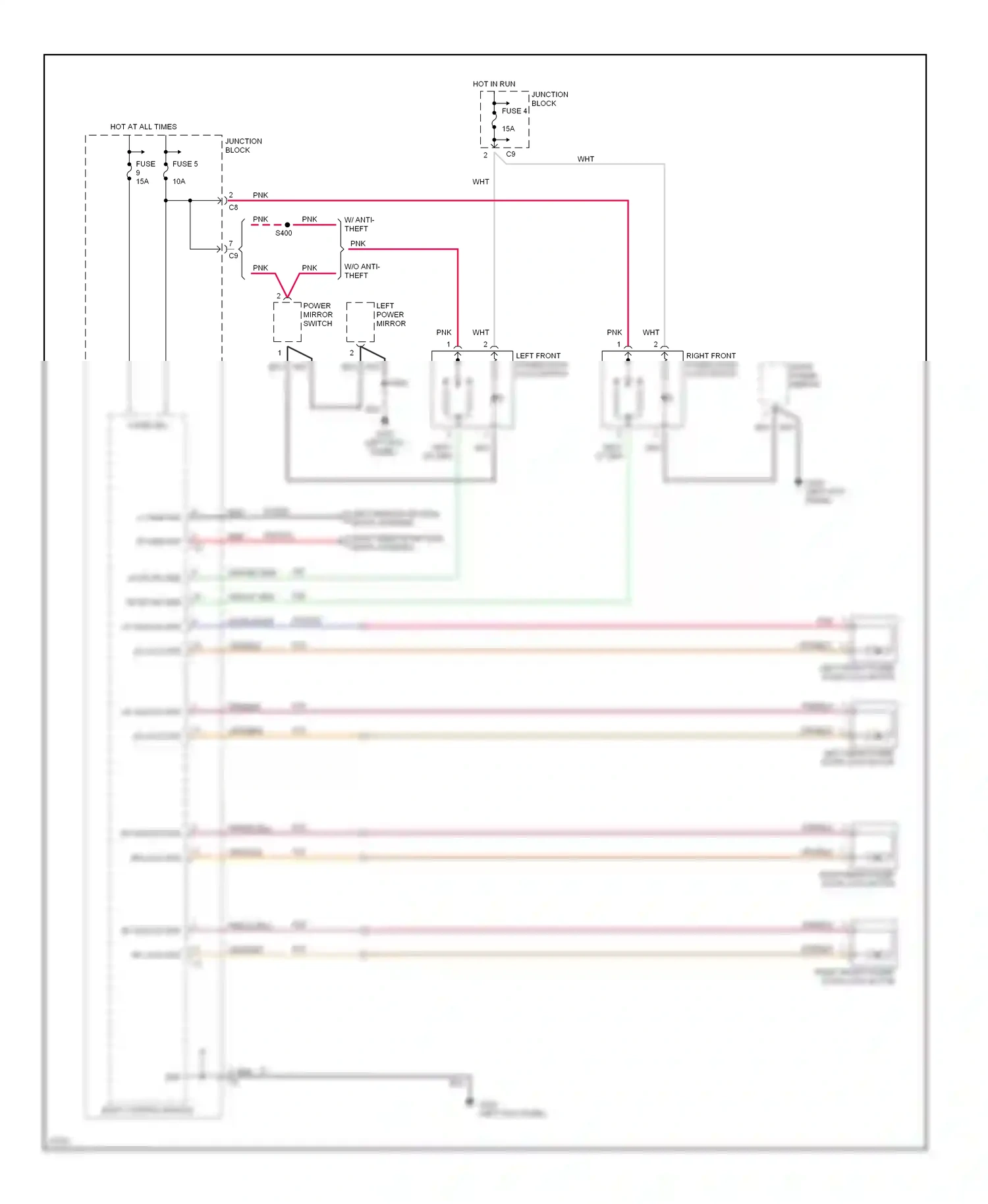Dodge Stratus I (1995-2000) (left kick panel) wiring diagram  (10 of 18)