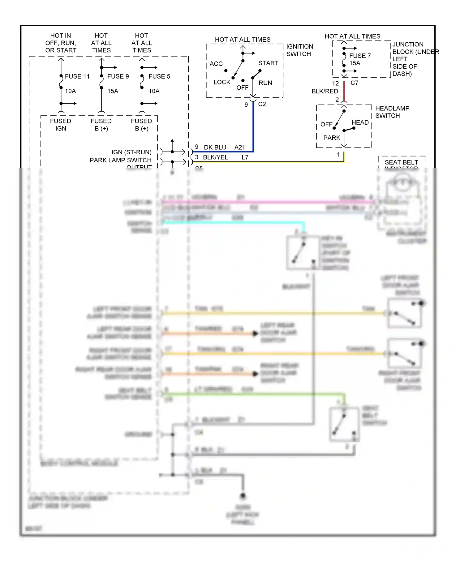 Dodge Stratus I (1995-2000) (left kick panel) wiring diagram  (18 of 18)