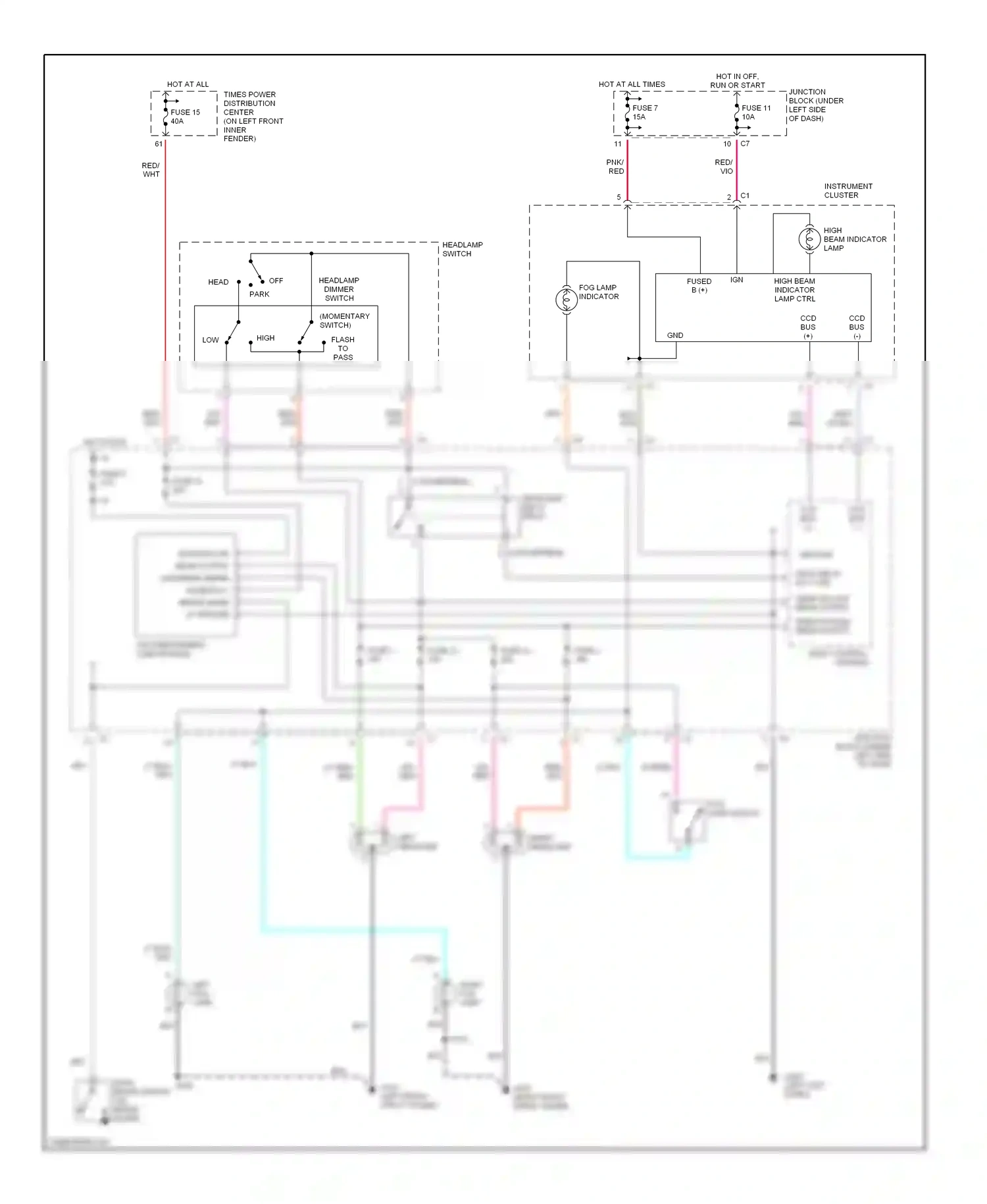Dodge Stratus I (1995-2000) (left kick panel) wiring diagram  (6 of 18)