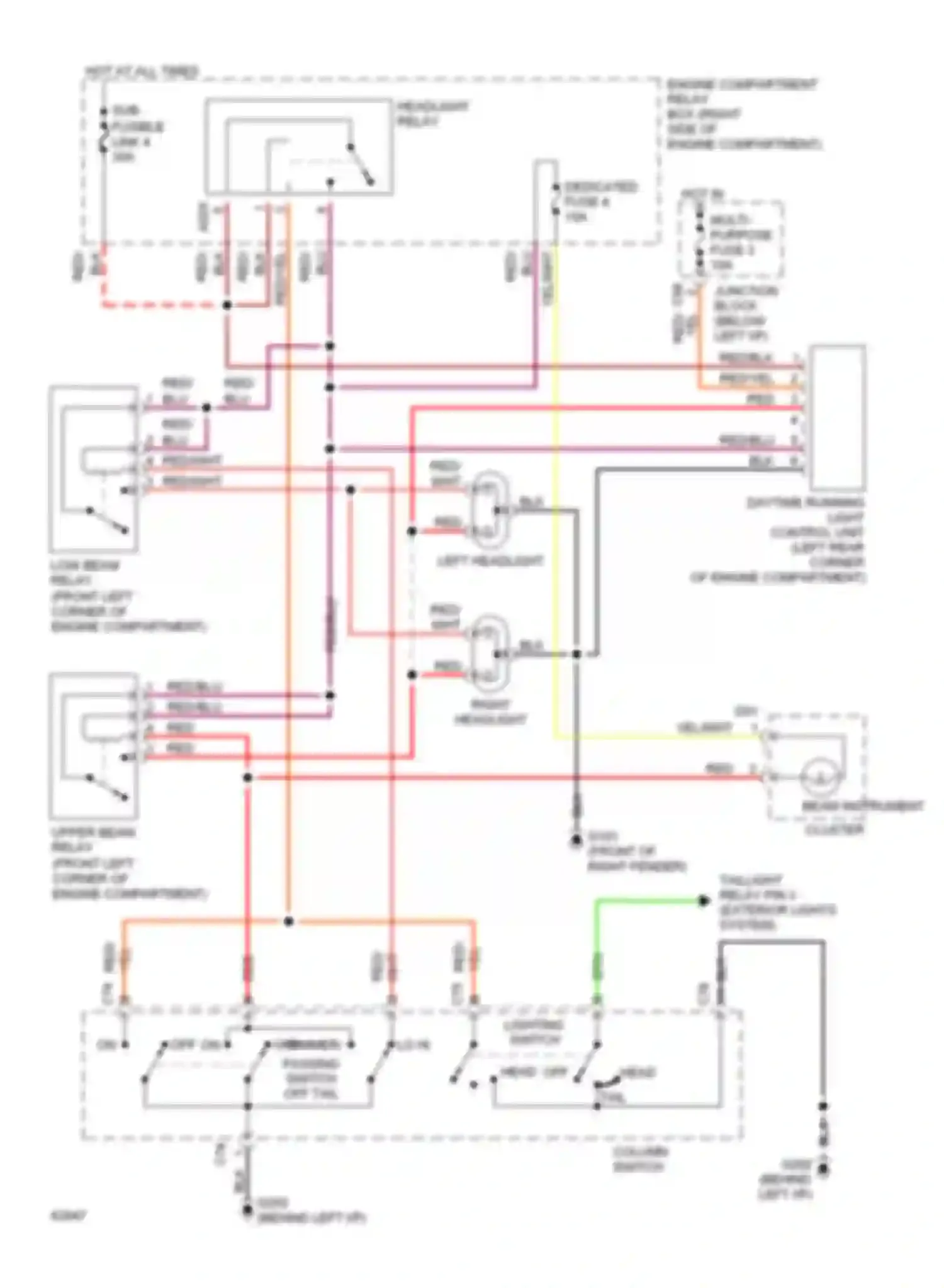 Summit Eagle I (1989-1996): Headlight circuit, with drl