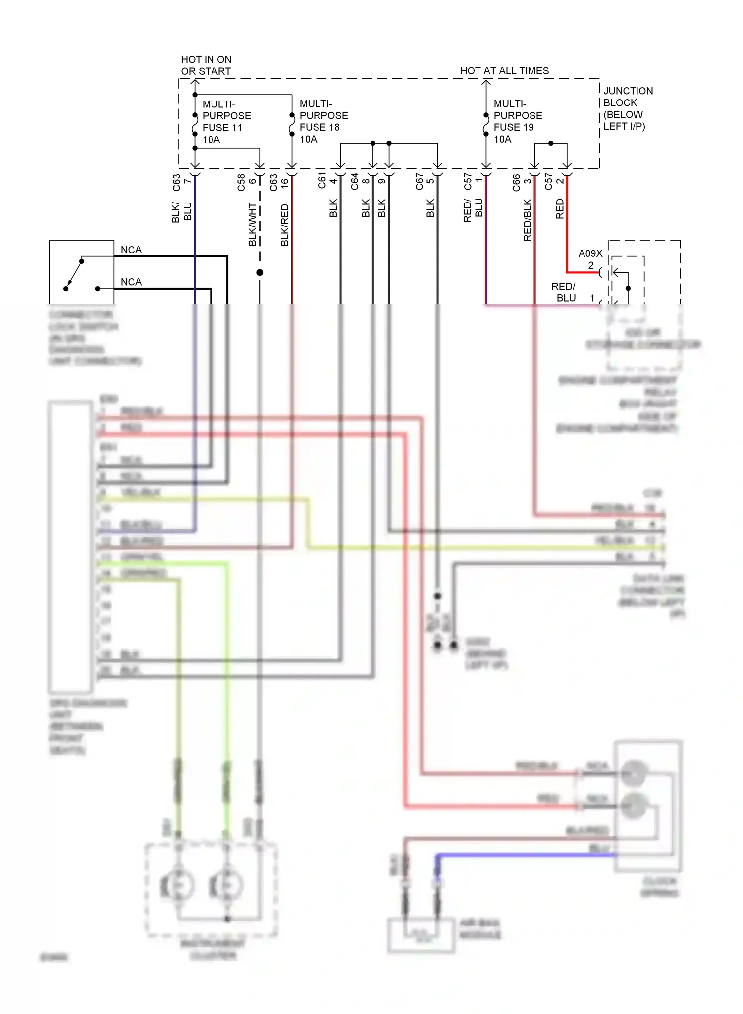 Eagle Summit I (1989-1996) data link connector (below left i/p) wiring diagram  (2 of 2)