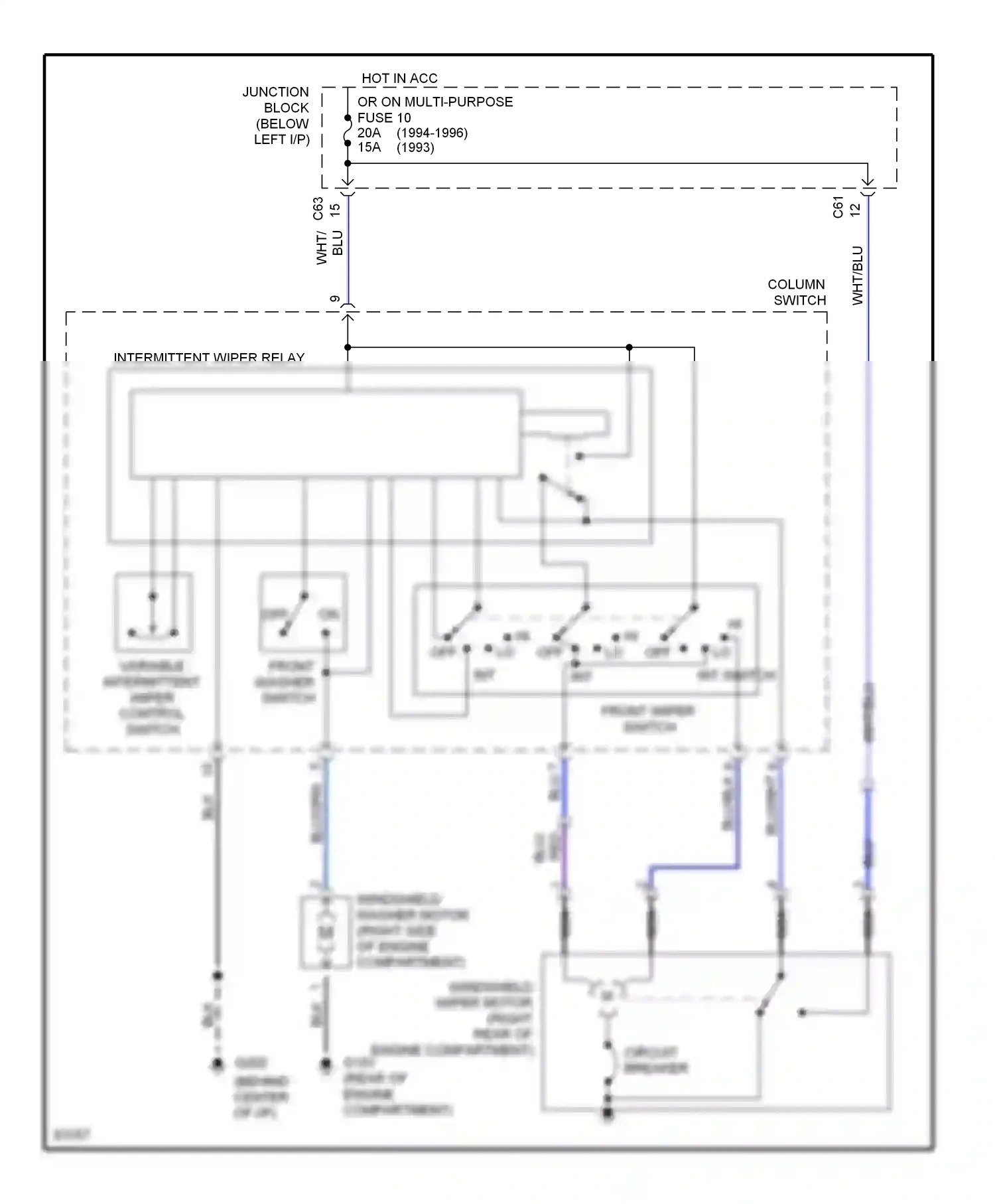 Eagle Summit I (1989-1996) front wiper switch wiring diagram  (2 of 3)