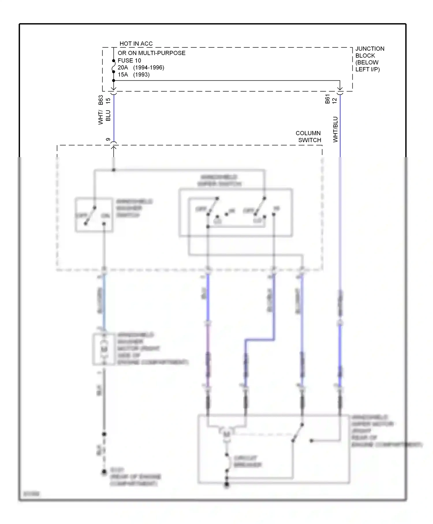 Eagle Summit I (1989-1996) junction block (below left i/p) wiring diagram  (21 of 35)