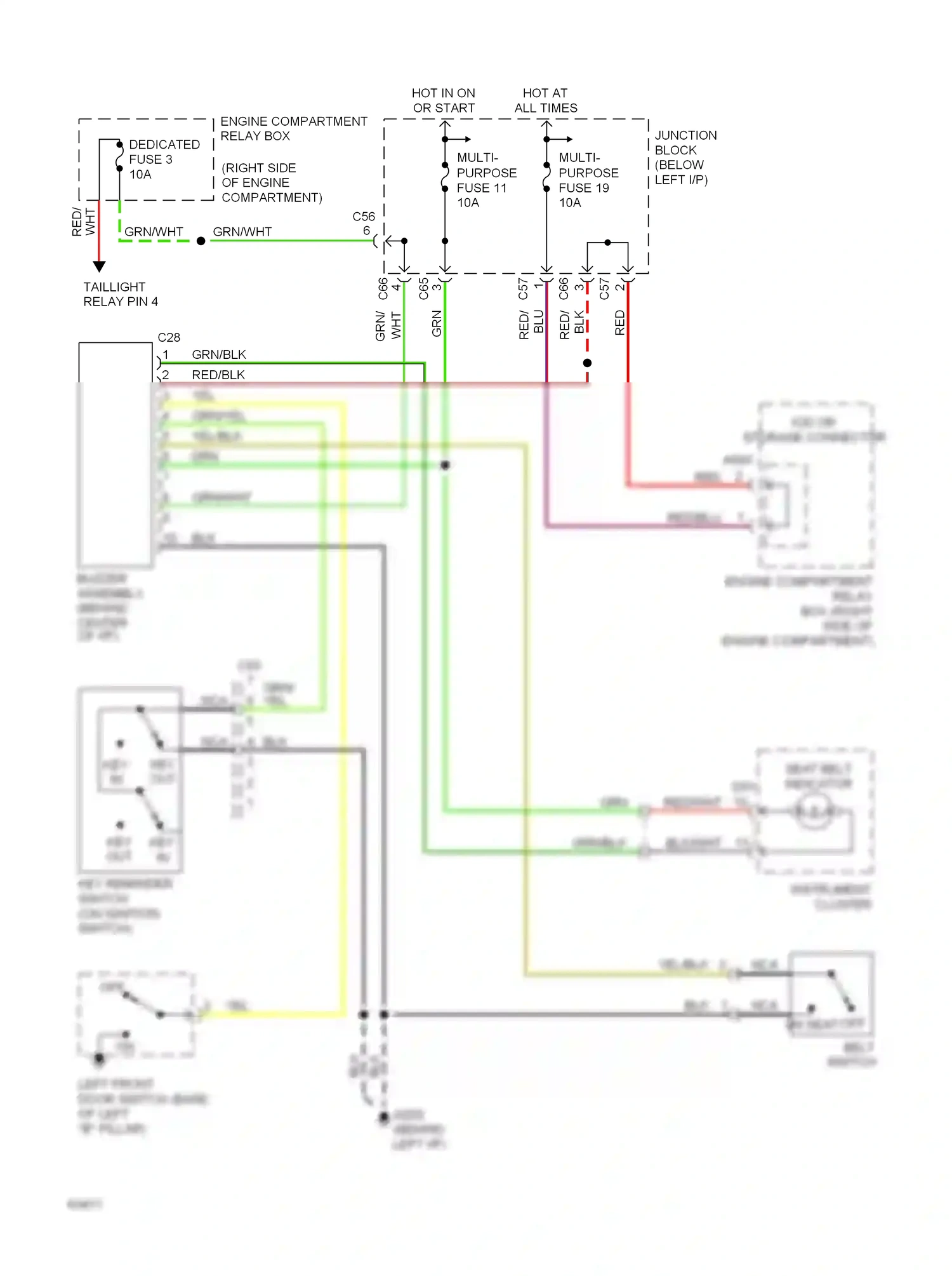 Eagle Summit I (1989-1996) key reminder switch (on ignition switch) wiring diagram  (1 of 2)