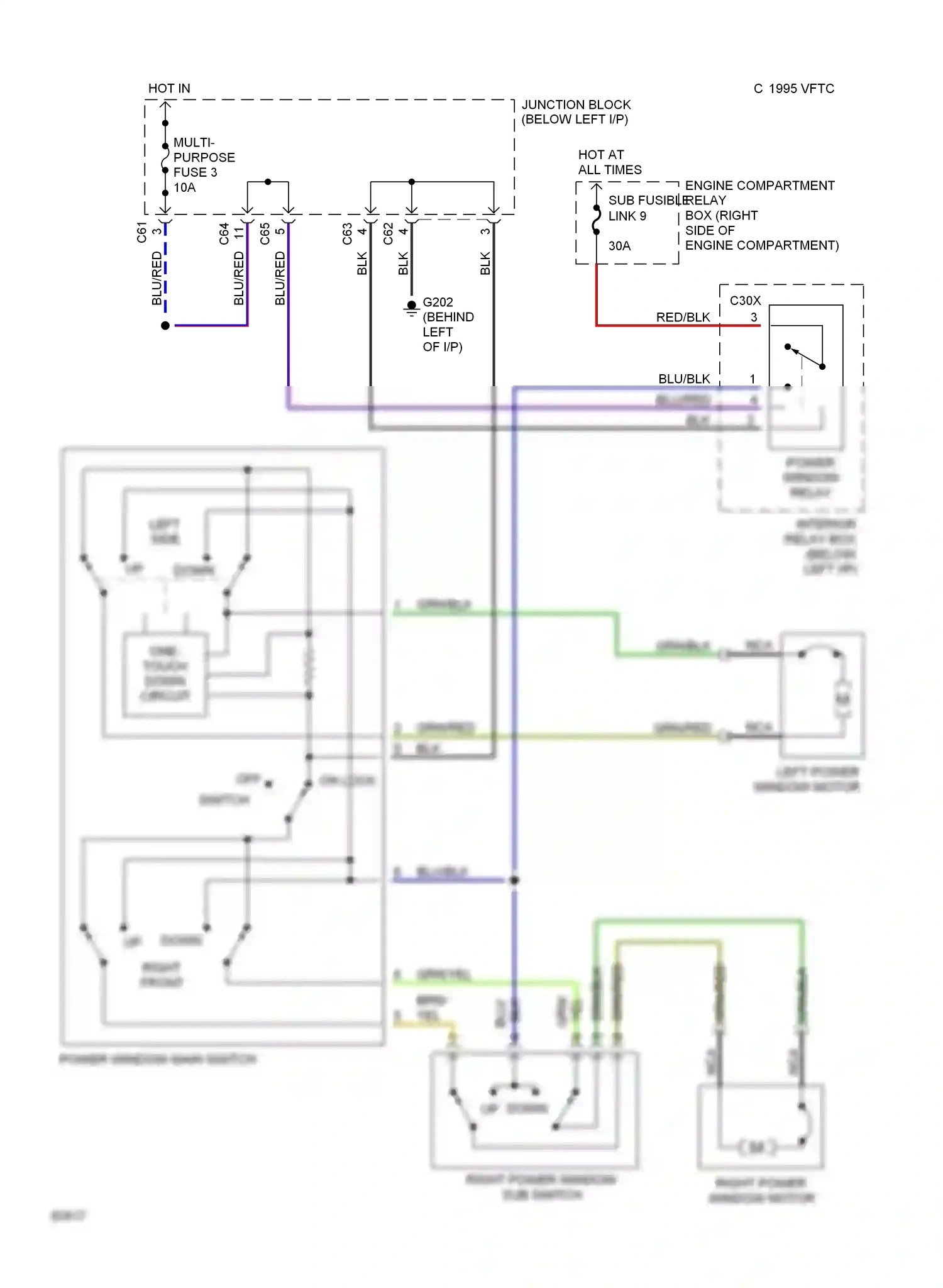 Eagle Summit I (1989-1996) one touch down circuit wiring diagram  (1 of 1)