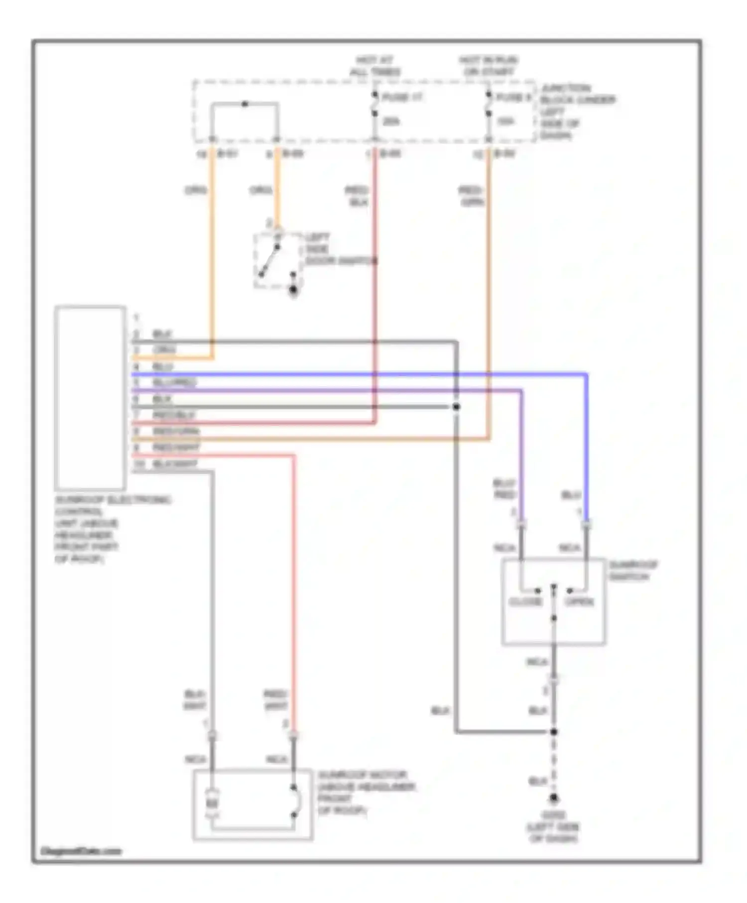 Talon Eagle II (1994-1999): Power top/sunroof circuits