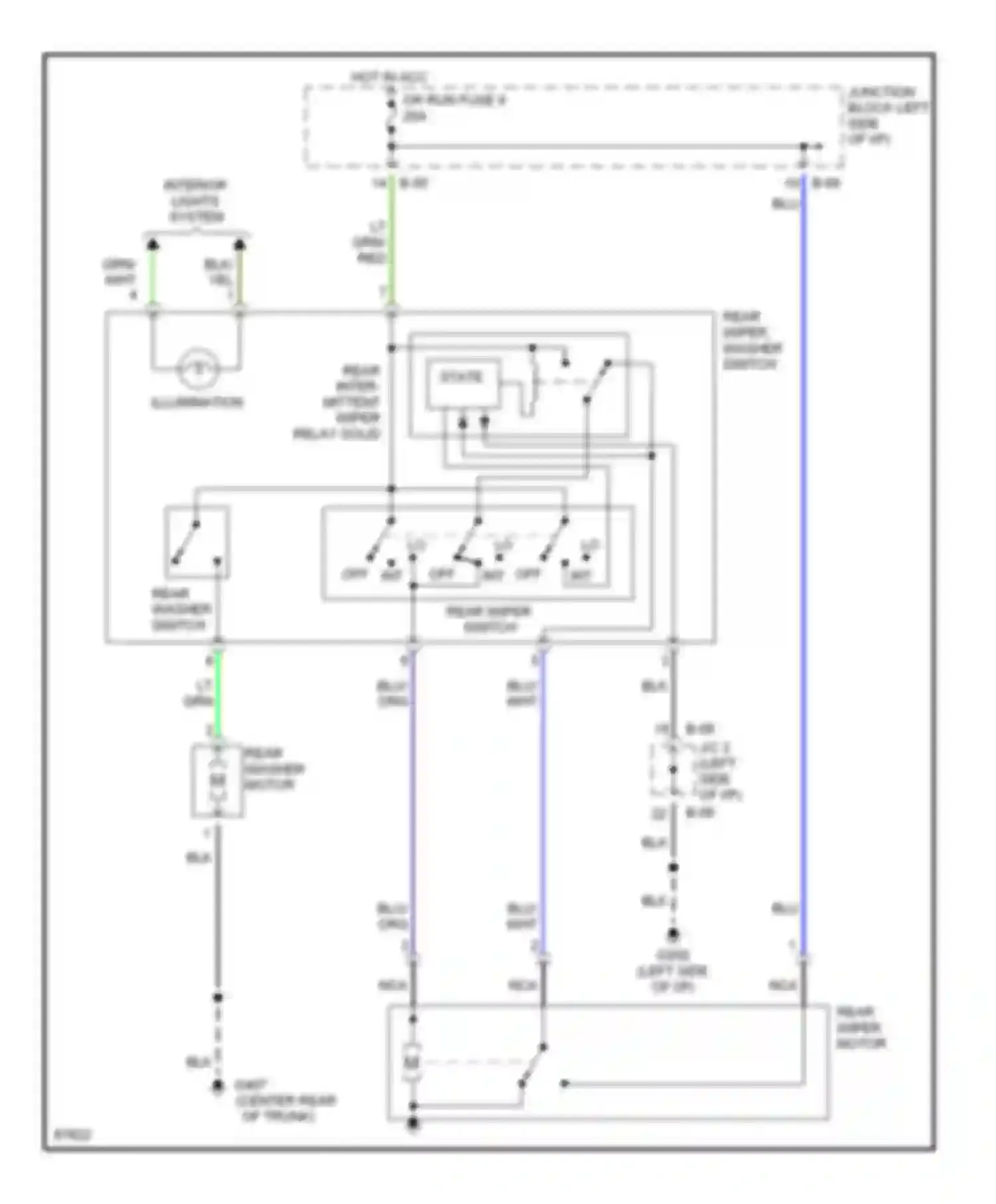 Talon Eagle II (1994-1999): Rear washer/wiper circuit