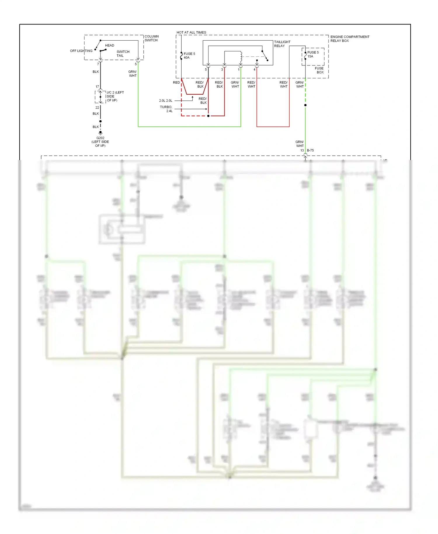 Eagle Talon II (1994-1999) column switch wiring diagram  (1 of 2)