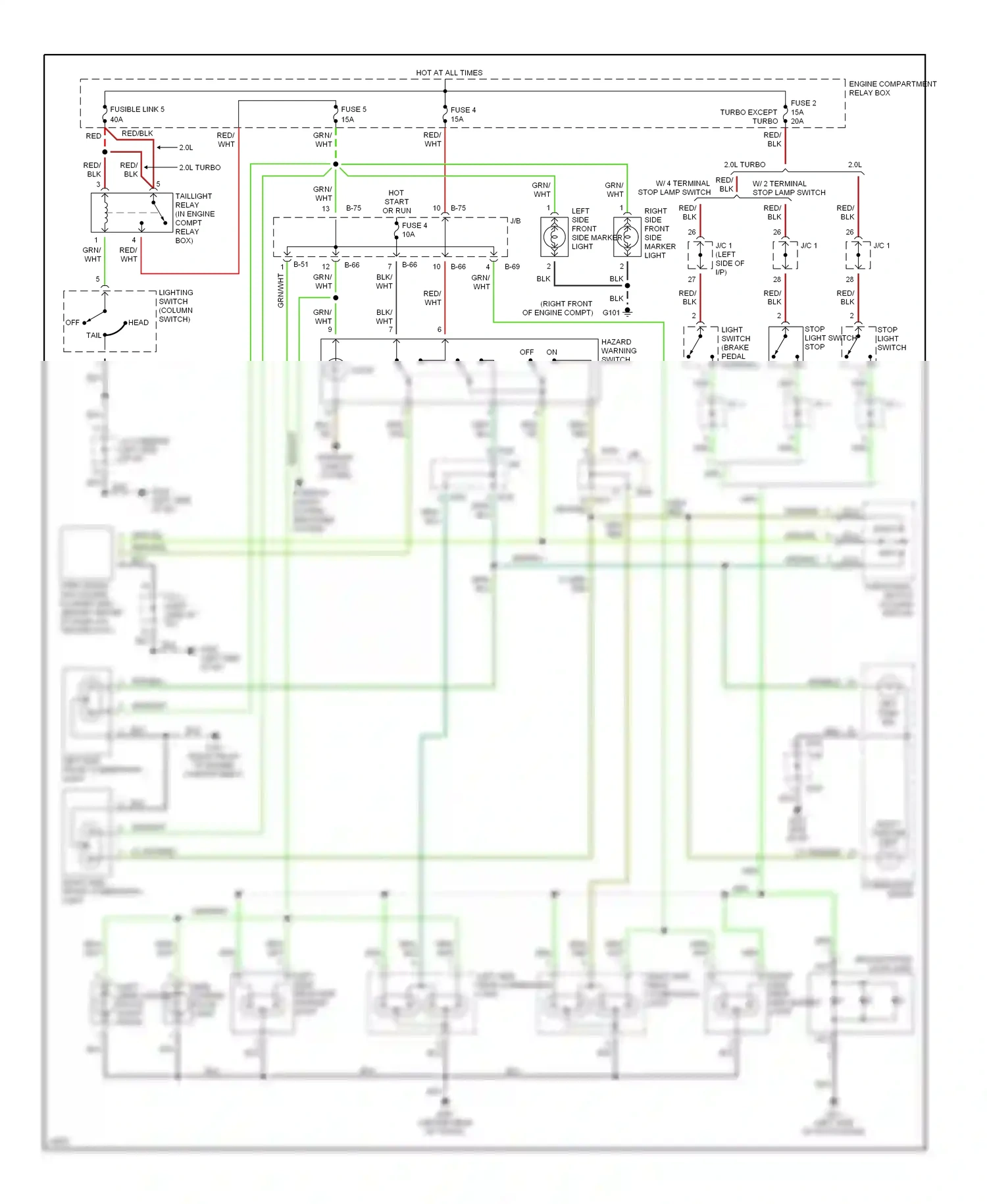 Eagle Talon II (1994-1999) lighting switch (column switch) wiring diagram  (1 of 1)