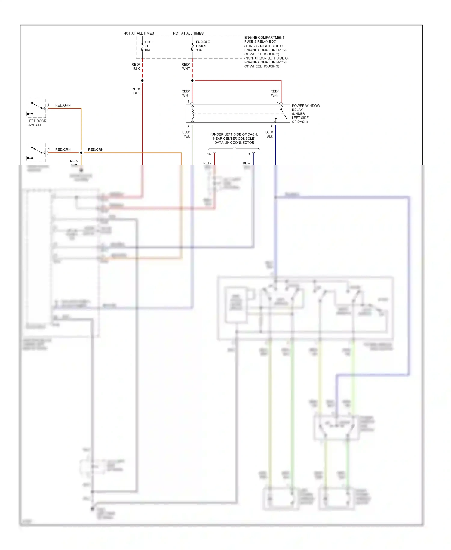 Eagle Talon II (1994-1999) power window sub switch down up wiring diagram  (1 of 1)