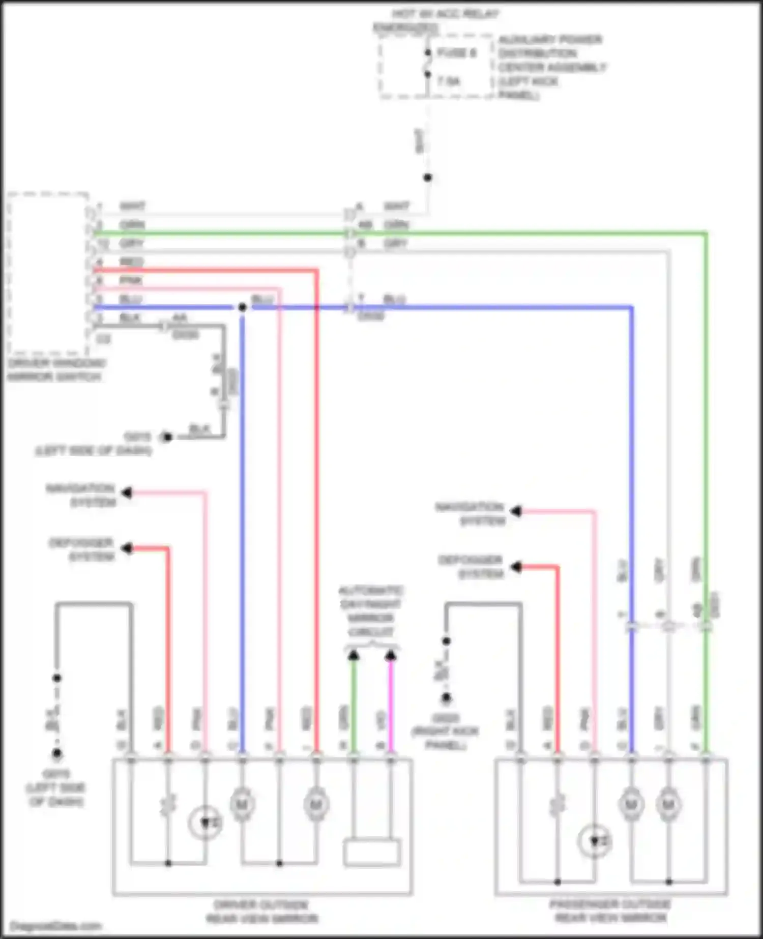 Wiring diagram passenger outside rear view mirror for FIAT 124 Spider I (2016-2020) (4 of 4)
