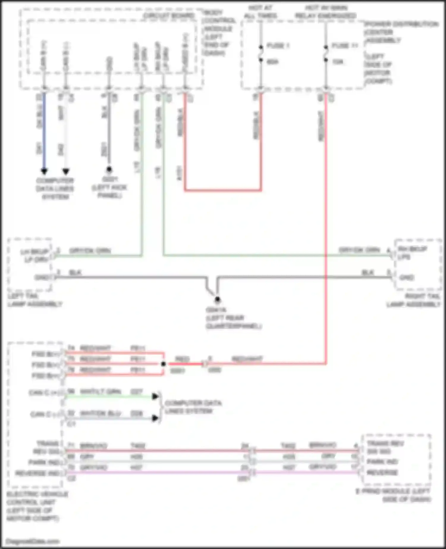 500 FIAT II facelift (2015-2024): Backup lamps circuit, electric
