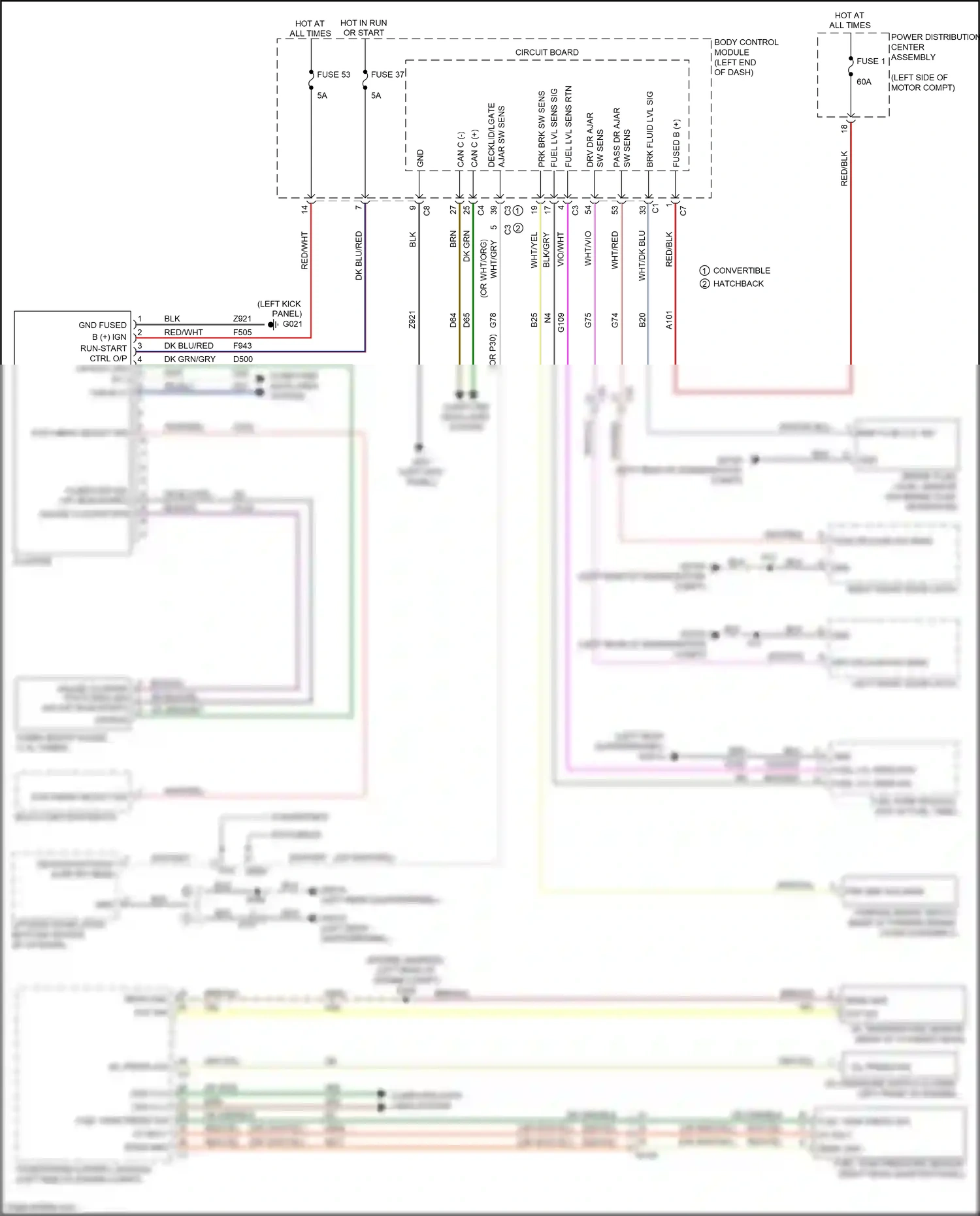 FIAT 500 II facelift (2015-2024) multi- function switch wiring diagram  (2 of 3)