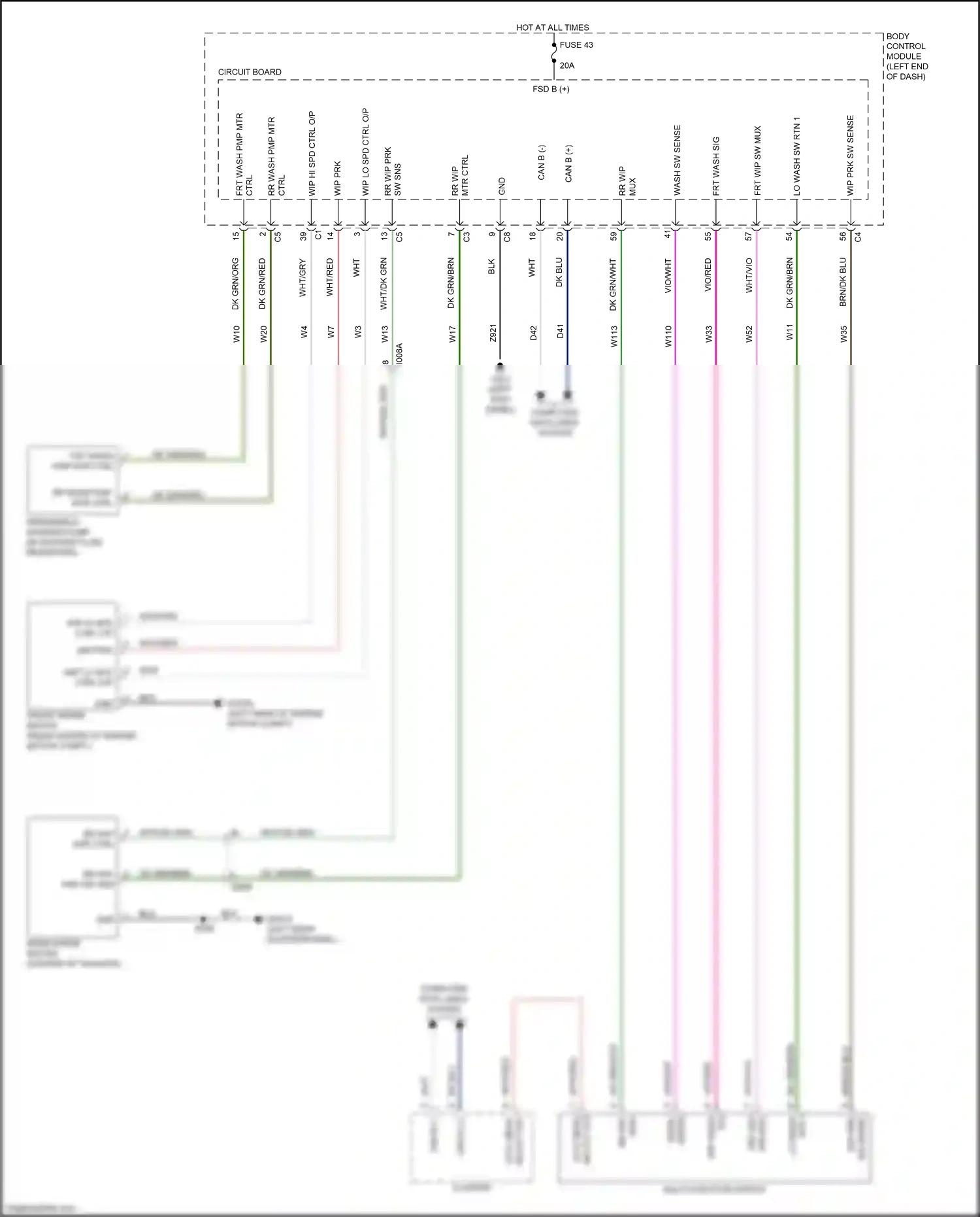 FIAT 500 II facelift (2015-2024) multi- function switch wiring diagram  (3 of 3)
