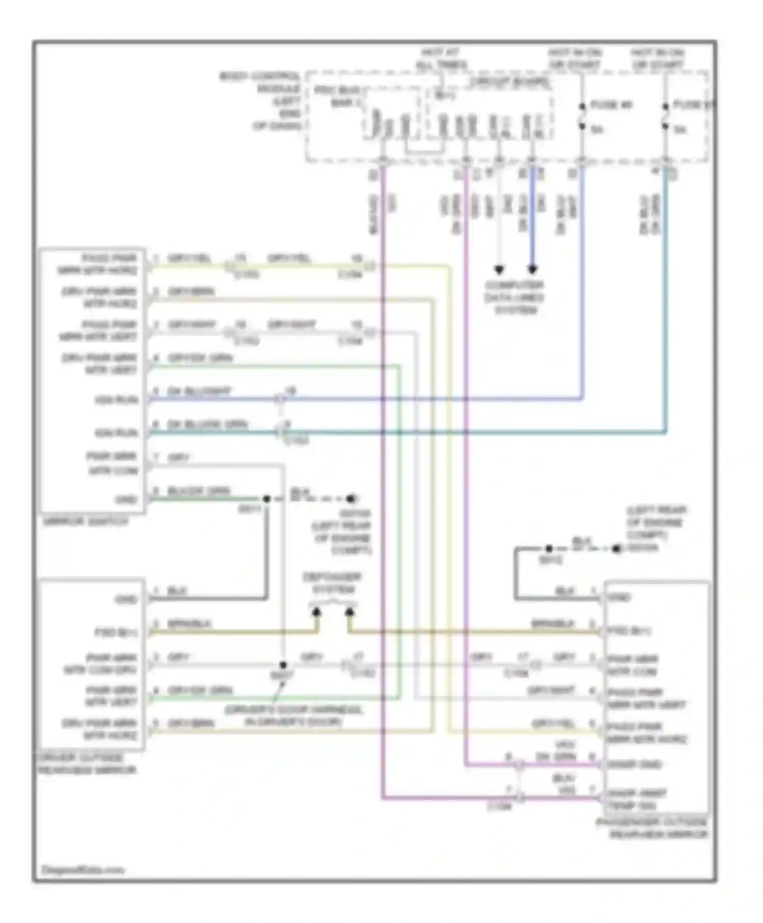 500 FIAT II (2007-2015): Power mirrors circuit