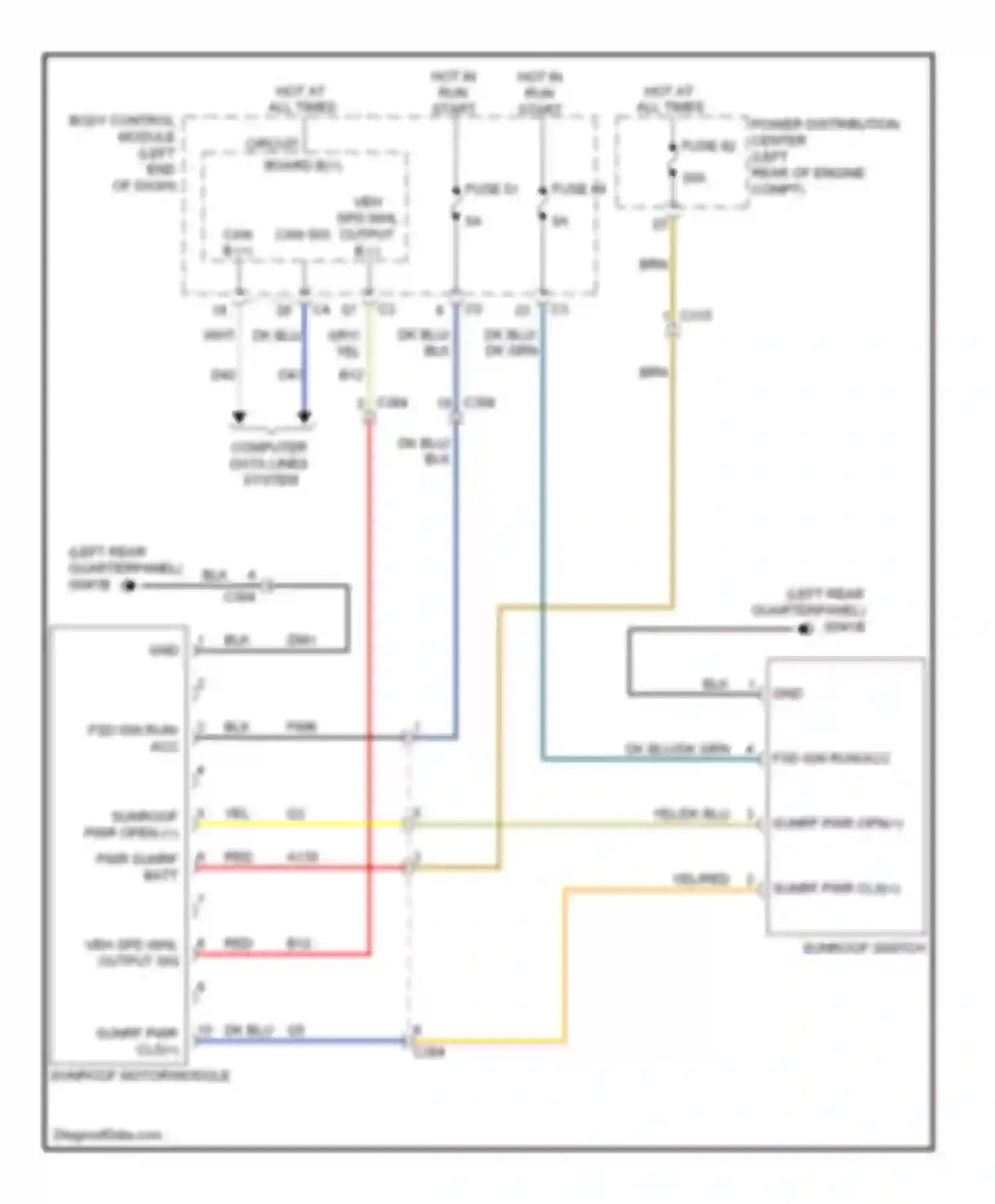 500 FIAT II (2007-2015): Power top/sunroof circuit
