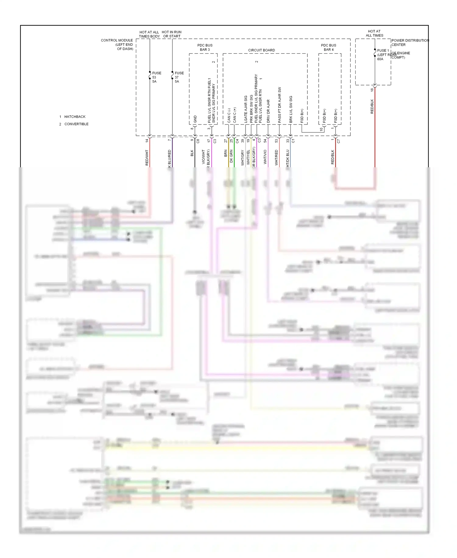 FIAT 500 II (2007-2015) multi- function switch wiring diagram  (1 of 2)