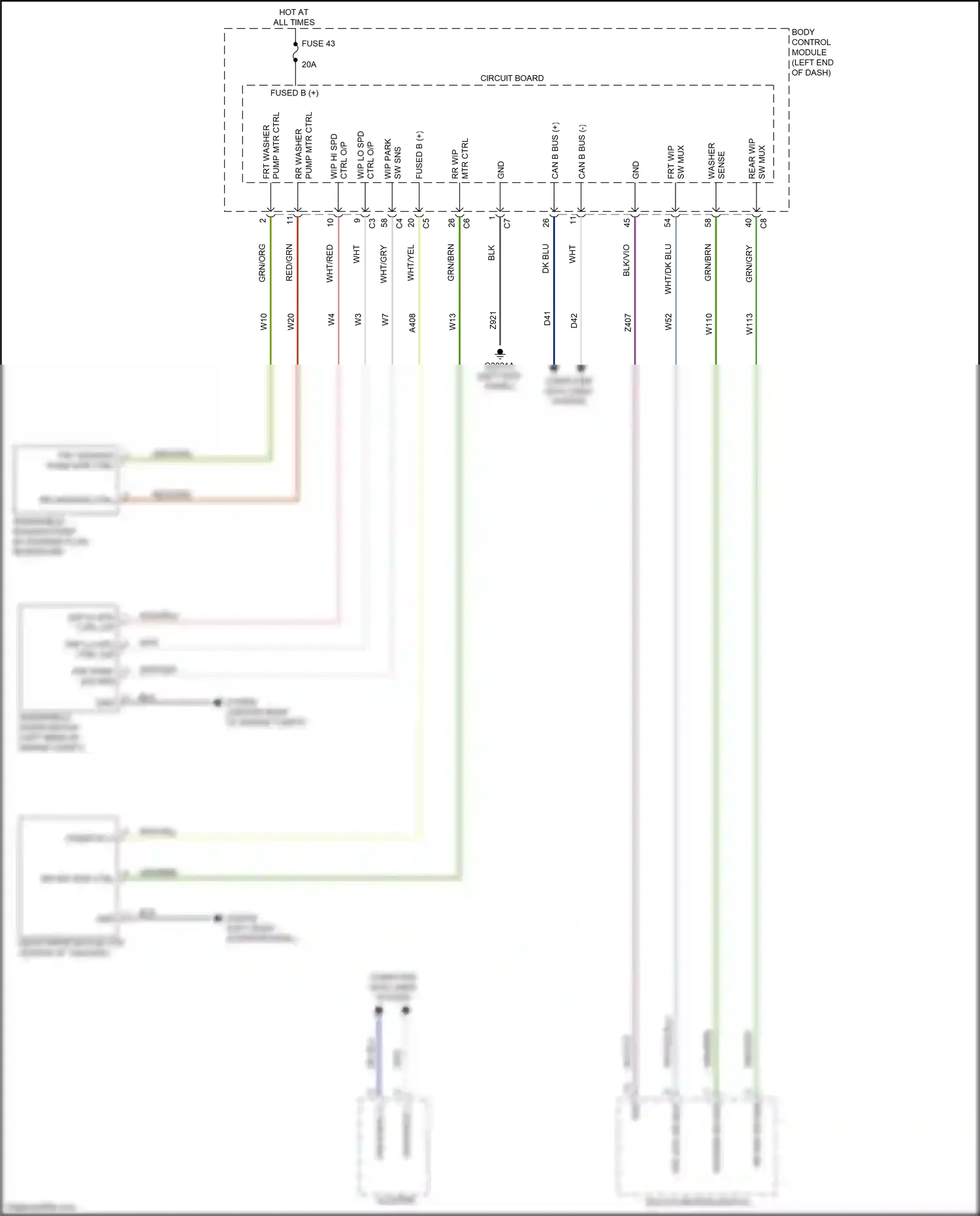 FIAT 500L I facelift (2017-2024) multi- function switch wiring diagram  (4 of 4)