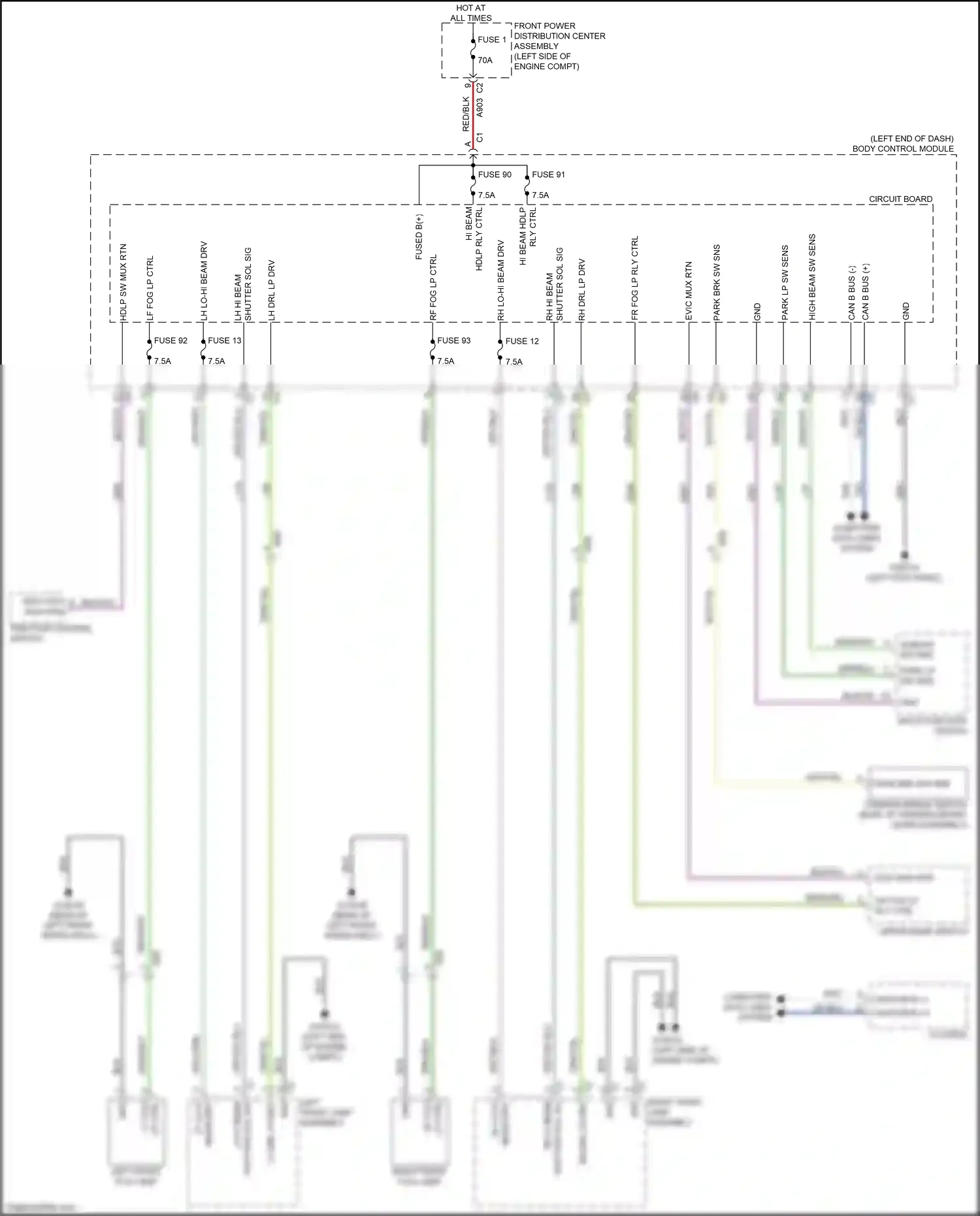 FIAT 500L I facelift (2017-2024) multi- function switch wiring diagram  (2 of 4)