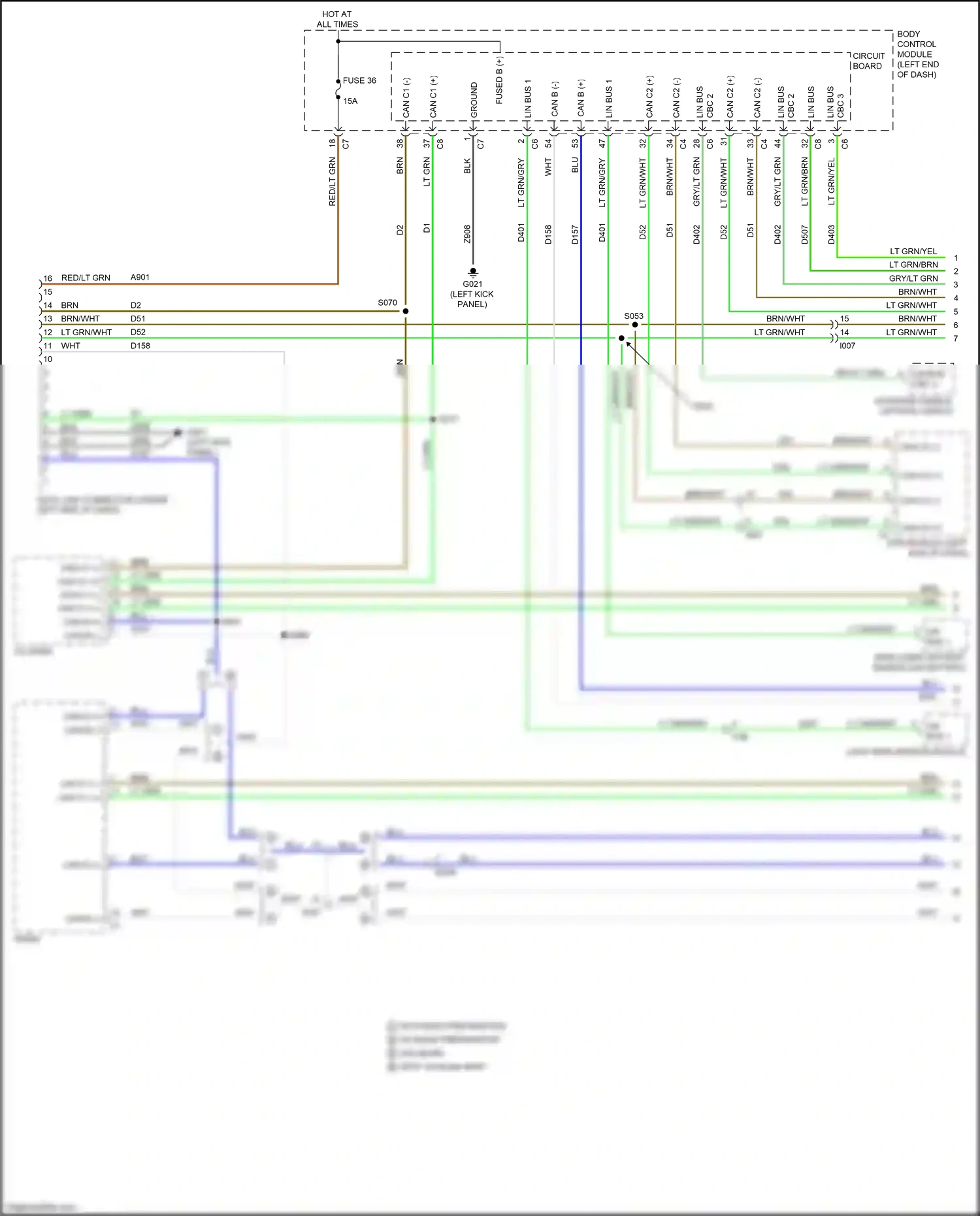 FIAT 500X I (2014-2018) light rain sensor module wiring diagram  (1 of 2)