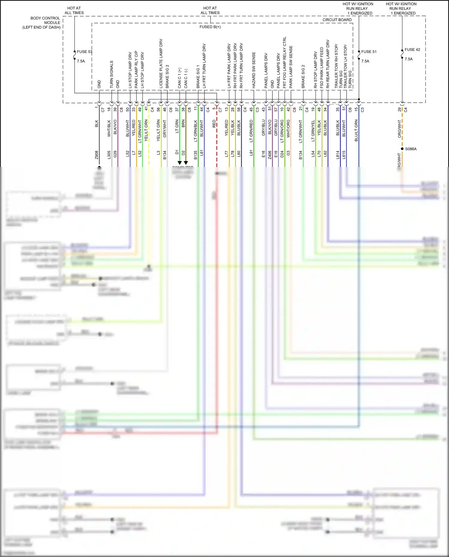 FIAT 500X I (2014-2018) multi- function switch wiring diagram  (1 of 3)