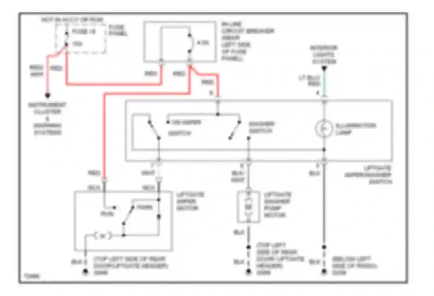 Aerostar Ford I (1986-1997): Rear wiper/washer circuit