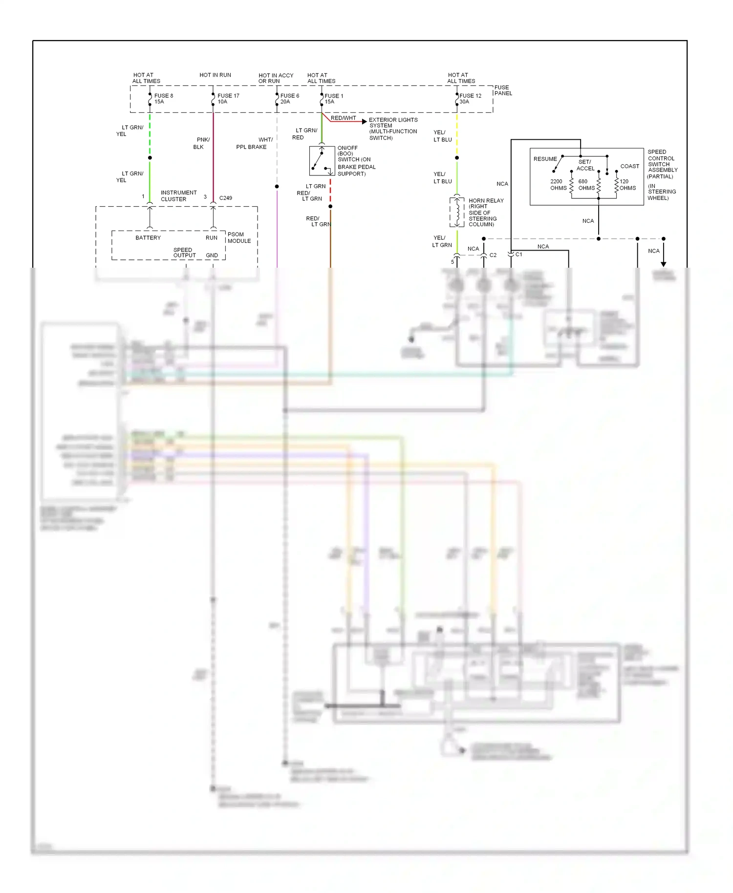 Ford Aerostar I (1986-1997) exterior lights system (multi-function switch) wiring diagram  (1 of 2)