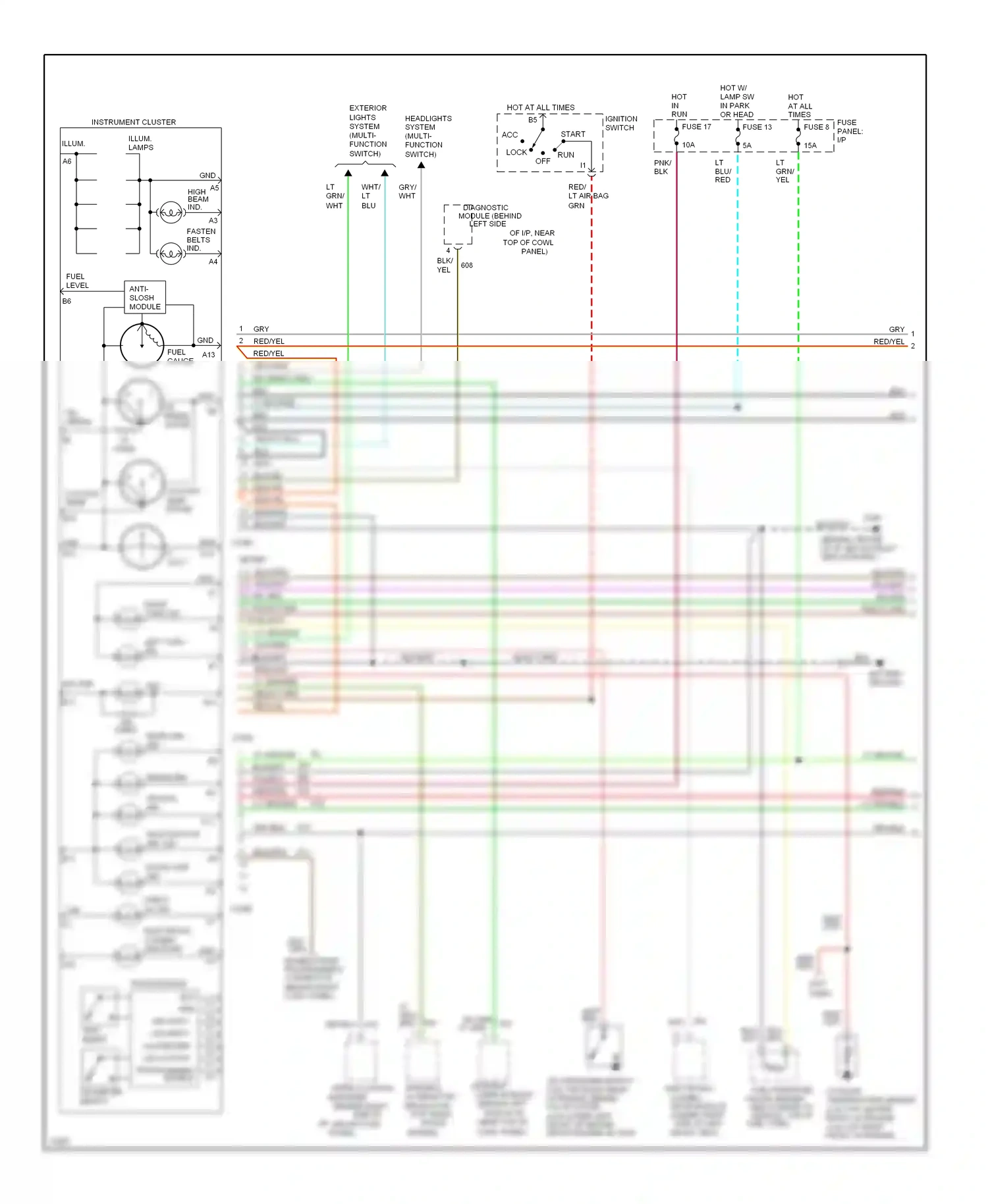 Ford Aerostar I (1986-1997) headlights system (multi- function switch) wiring diagram  (1 of 1)