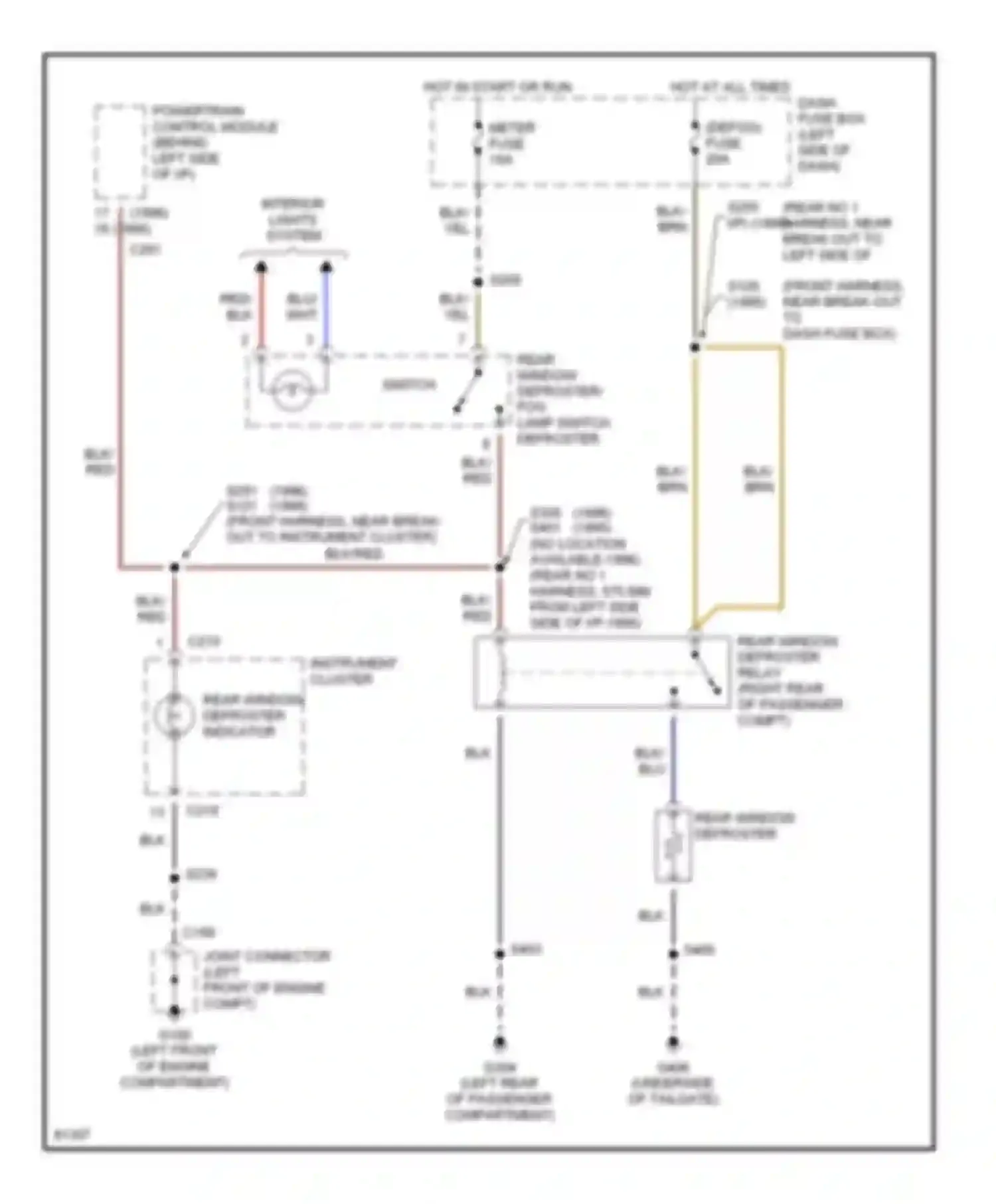 Aspire Ford I (1993-1997): Defogger circuit