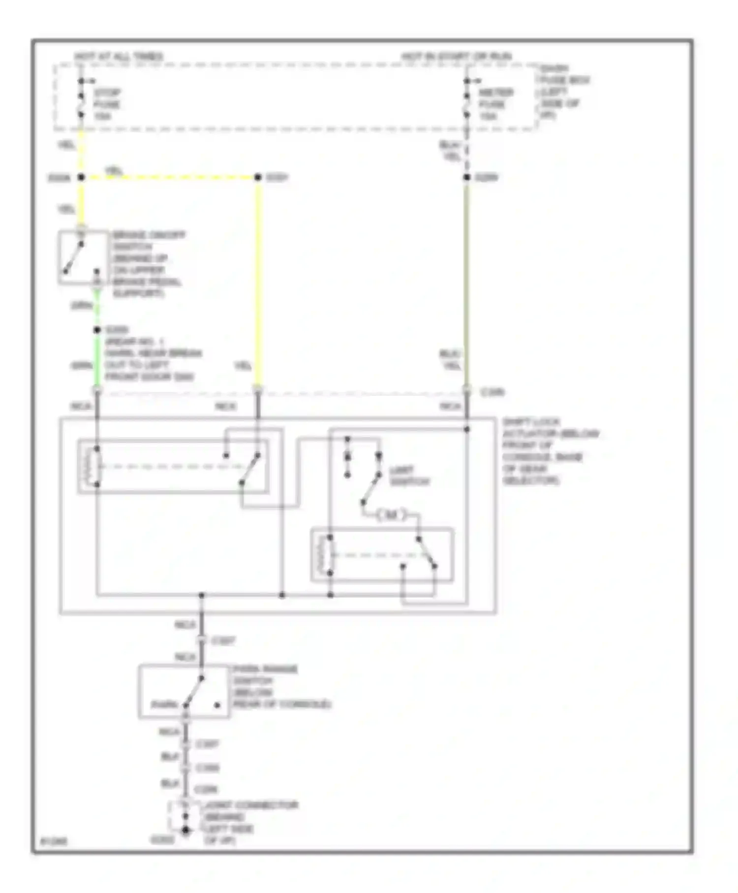 Aspire Ford I (1993-1997): Shift interlock circuit