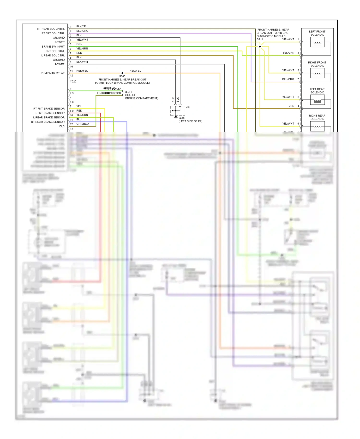 Wiring diagram blu/org for Ford Aspire I (1993-1997) (3 of 5)