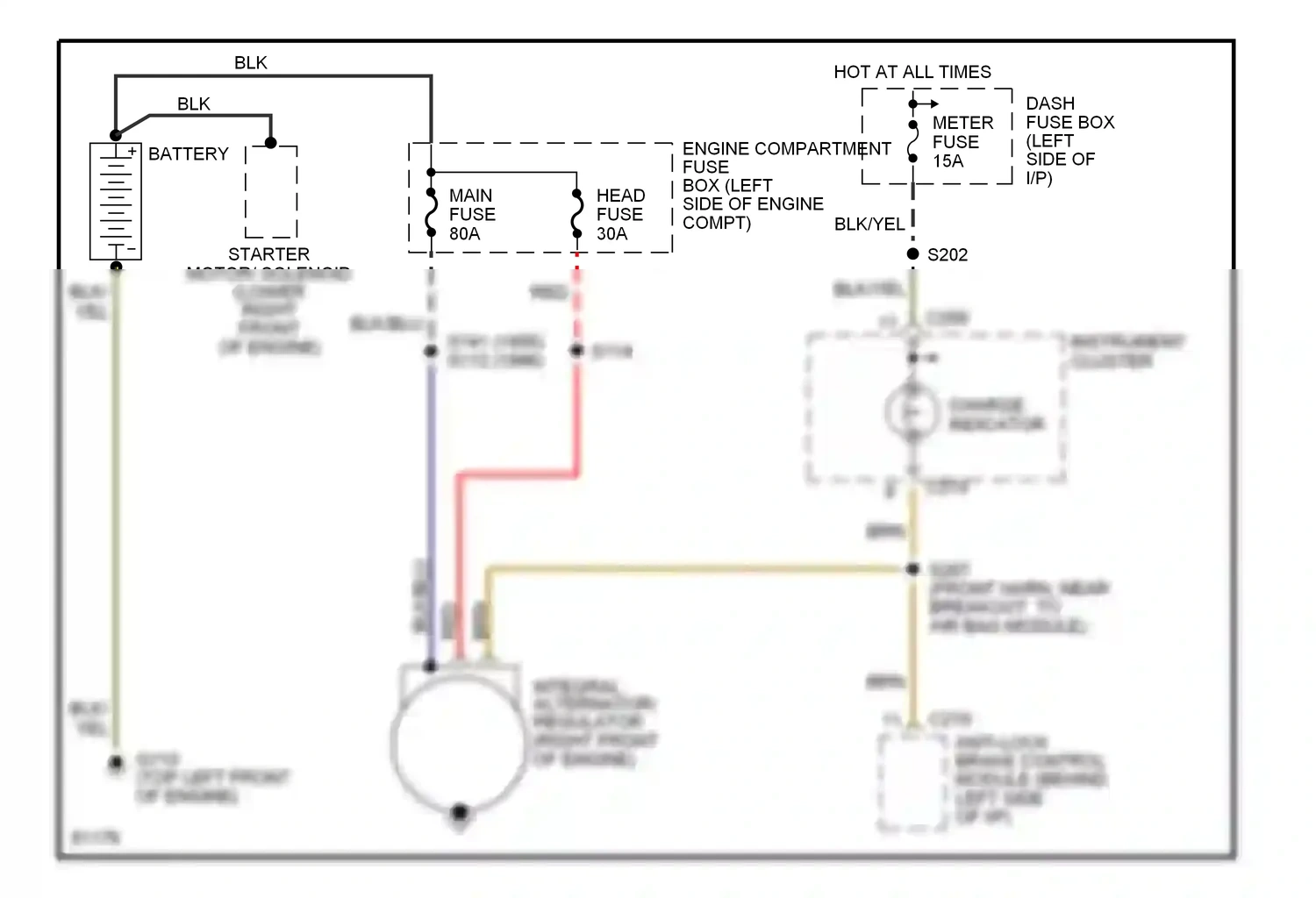 Wiring diagram charge indicator for Ford Aspire I (1993-1997) (1 of 2)