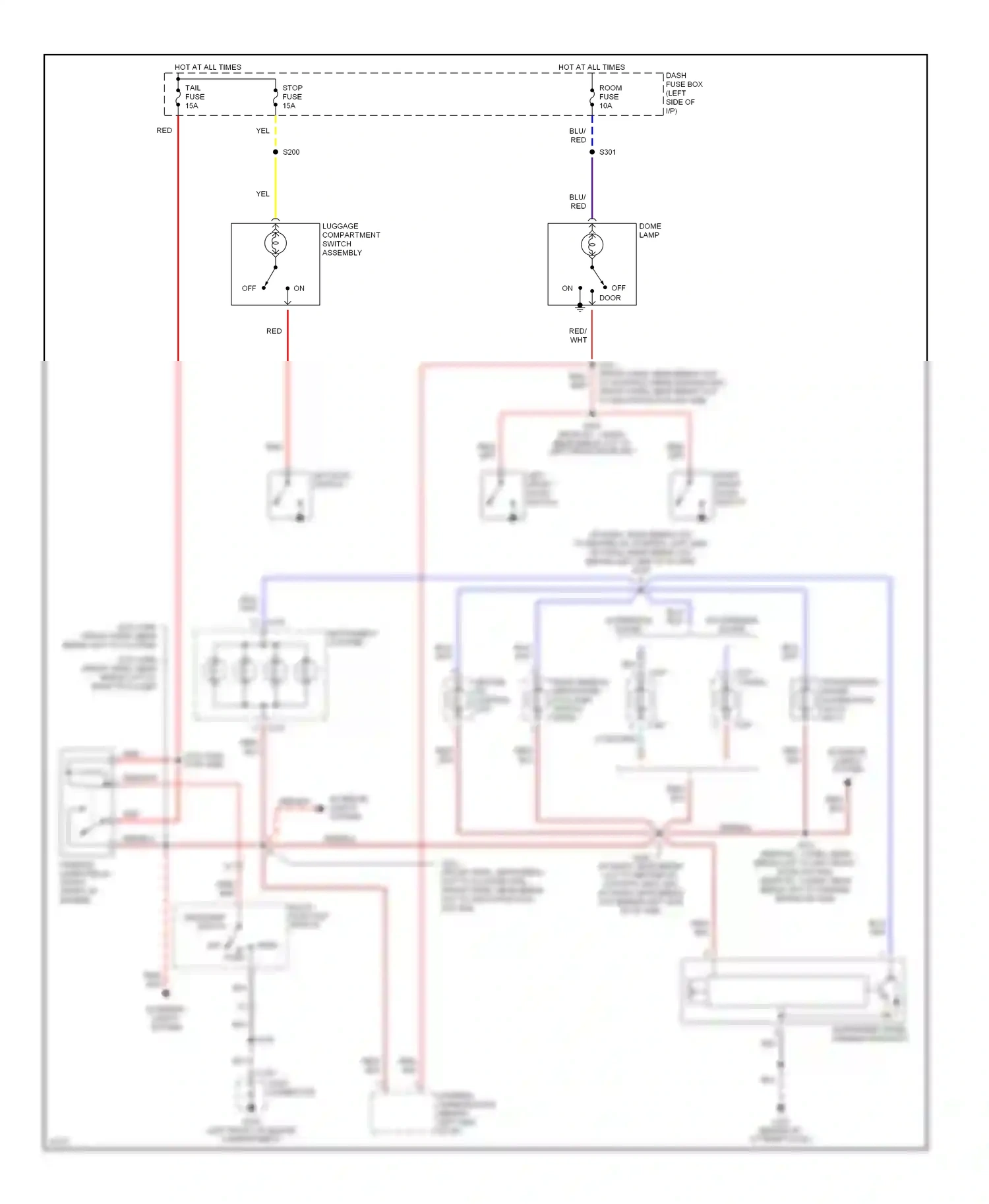 Wiring diagram headlamp switch for Ford Aspire I (1993-1997) (2 of 2)