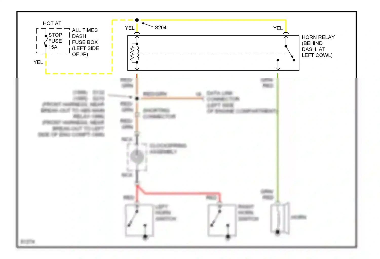 Wiring diagram left horn switch for Ford Aspire I (1993-1997) (1 of 1)