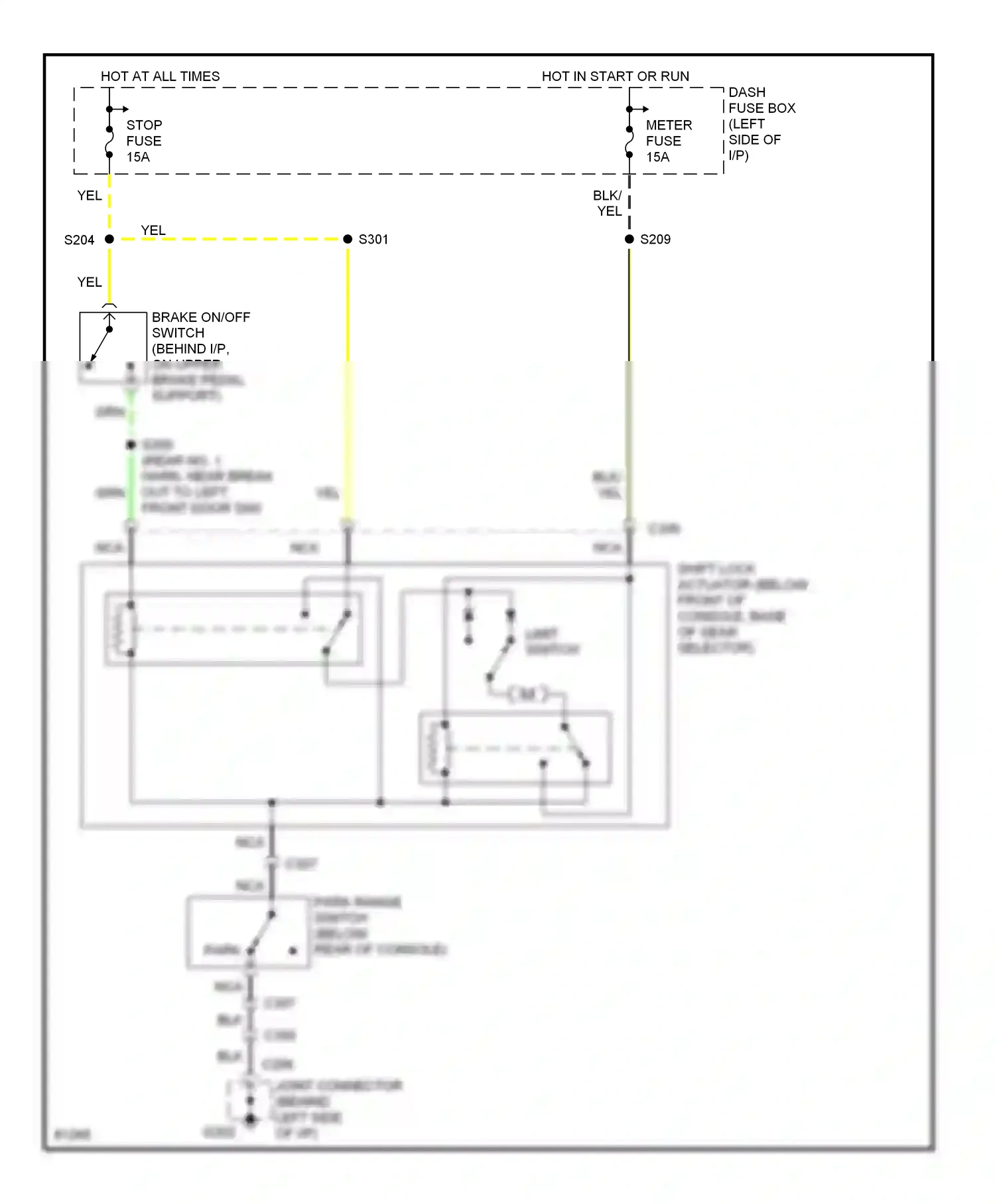 Wiring diagram limit switch for Ford Aspire I (1993-1997) (1 of 1)