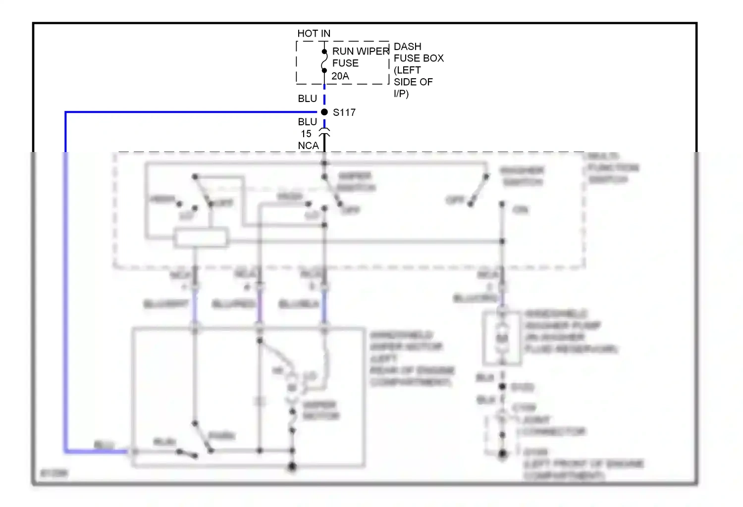 Wiring diagram multi- function switch for Ford Aspire I (1993-1997) (1 of 9)