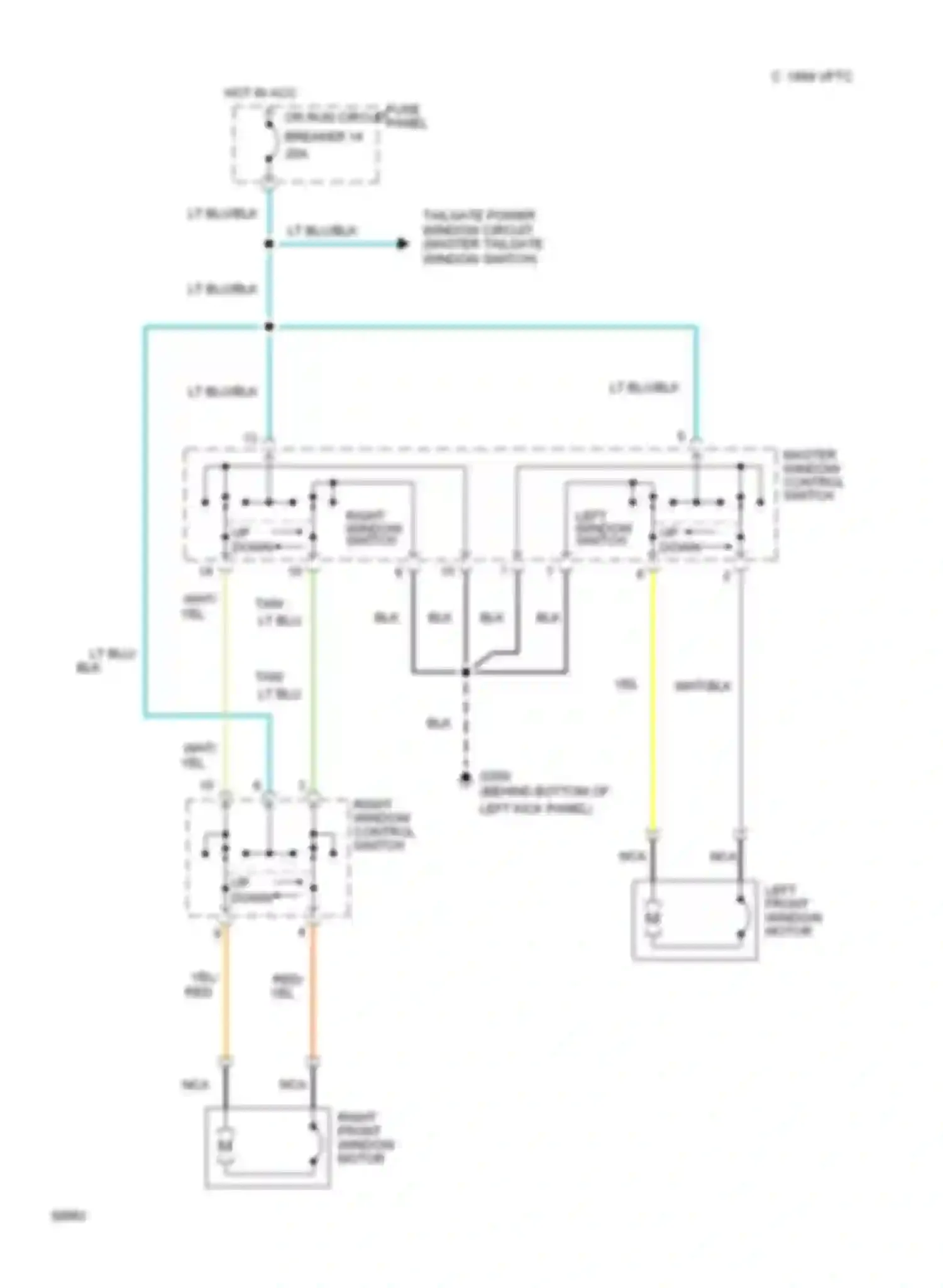 Bronco Ford V (1992-1996): Power windows circuit