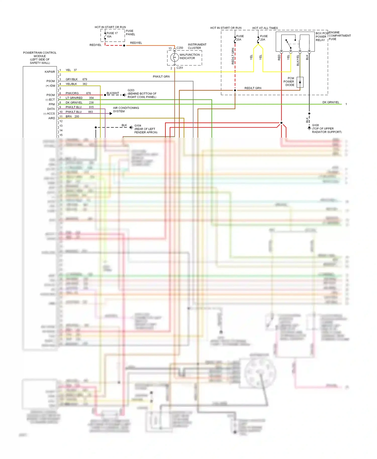 Ford Bronco V (1992-1996) air conditioning system wiring diagram  (1 of 4)