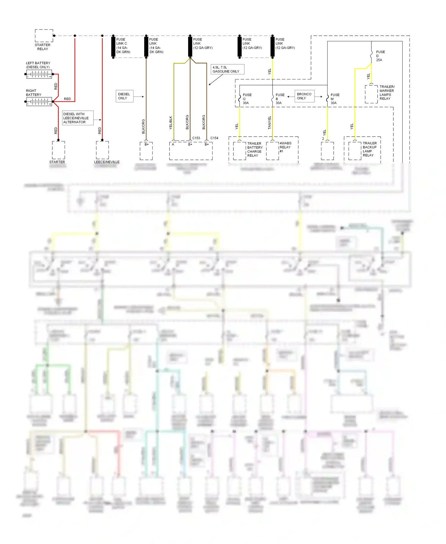 Ford Bronco V (1992-1996) b+ b- wiring diagram  (3 of 3)