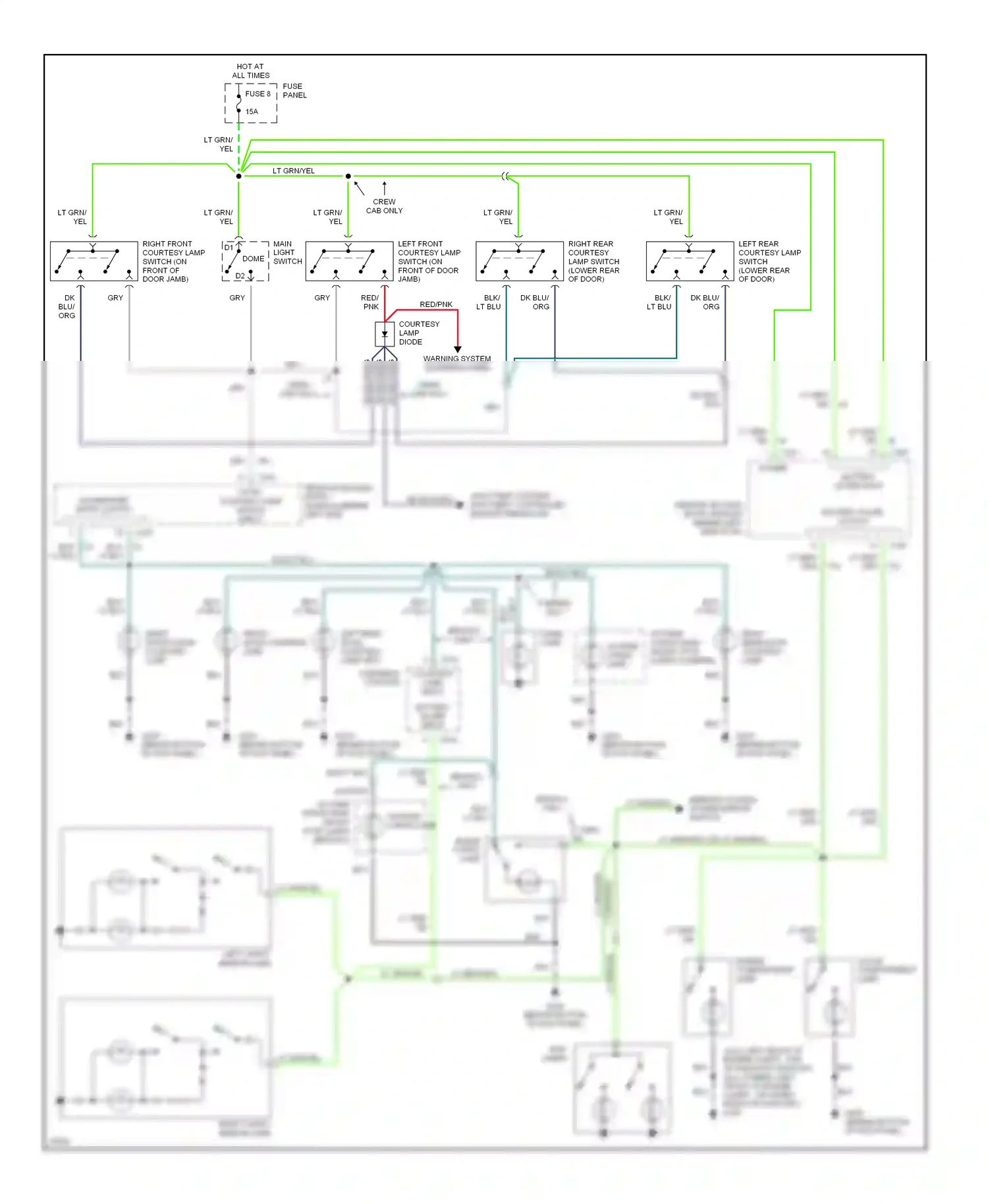 Ford Bronco V (1992-1996) blk/lt blu wiring diagram  (2 of 8)