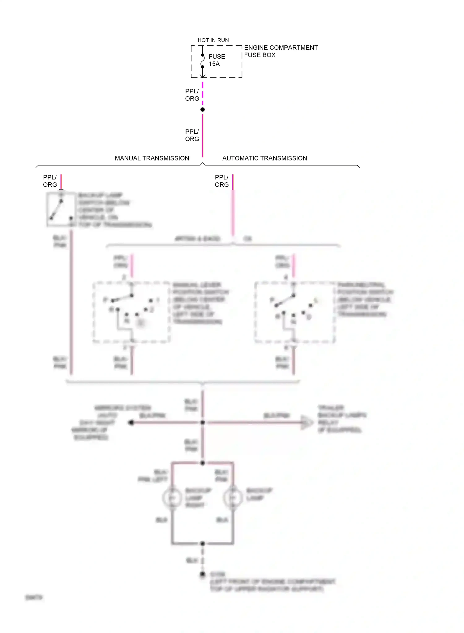 Ford Bronco V (1992-1996) engine compartment fuse box wiring diagram  (4 of 25)