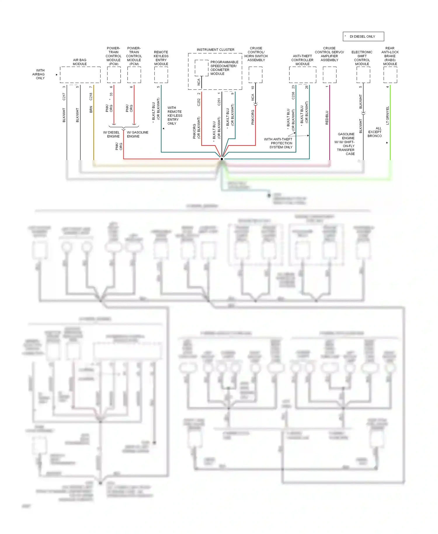 Ford Bronco V (1992-1996) engine compartment fuse box wiring diagram  (7 of 25)
