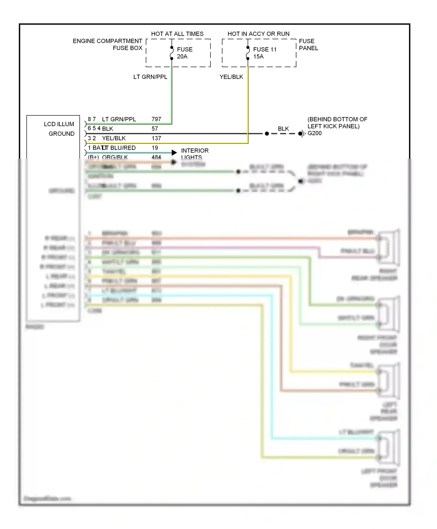 Ford Bronco V (1992-1996) fuse 11 wiring diagram  (1 of 3)