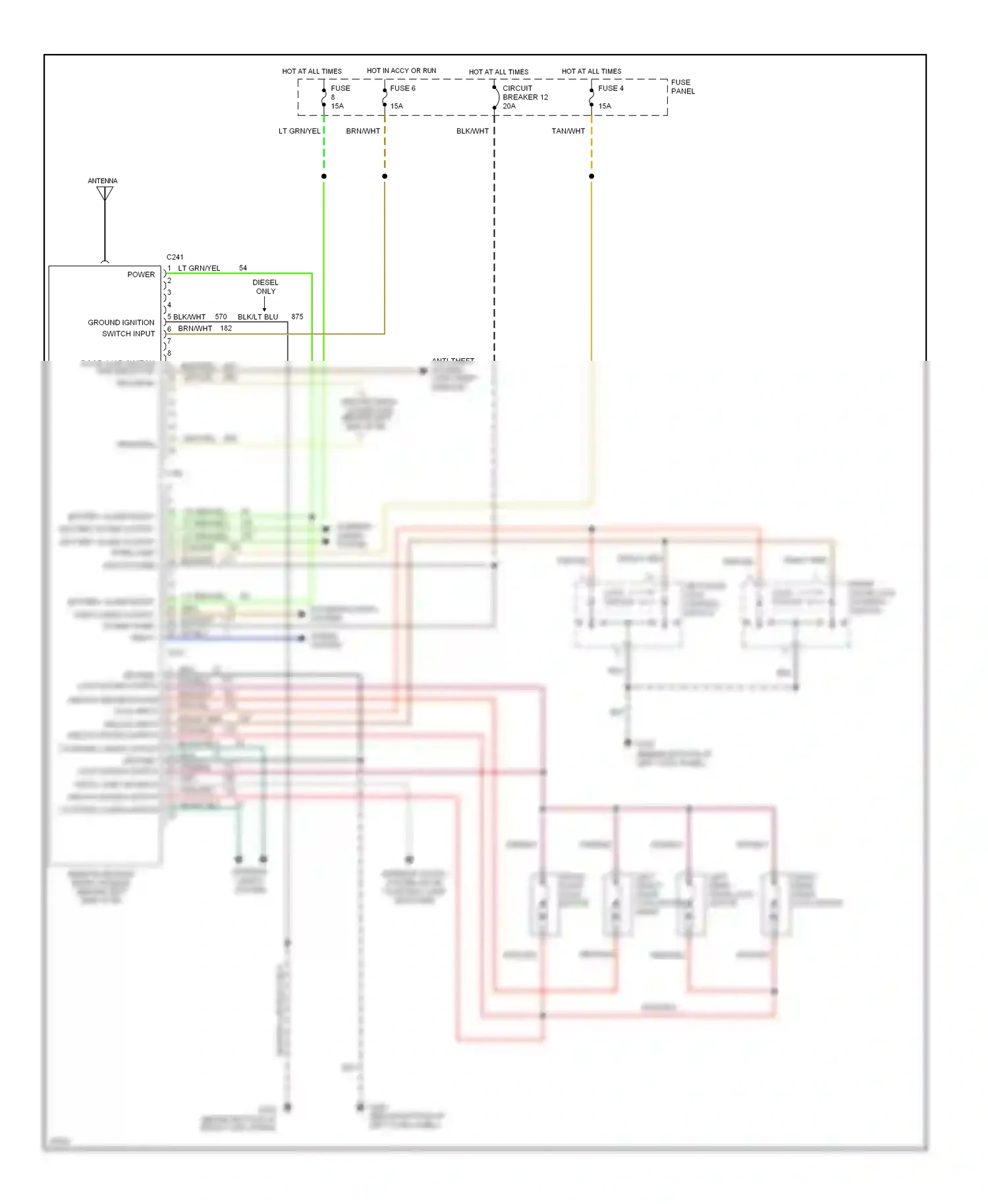 Ford Bronco V (1992-1996) fuse panel wiring diagram  (12 of 27)