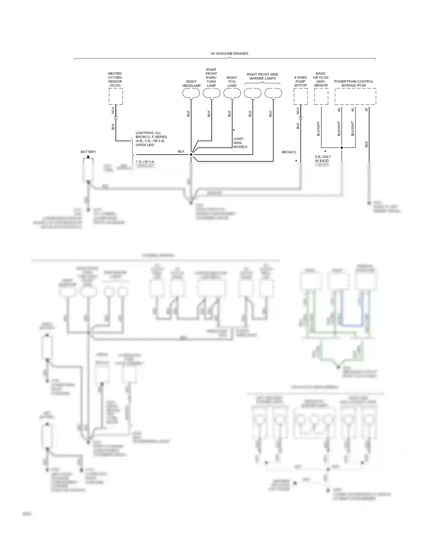 Ford Bronco V (1992-1996) heated oxygen sensor wiring diagram  (1 of 2)