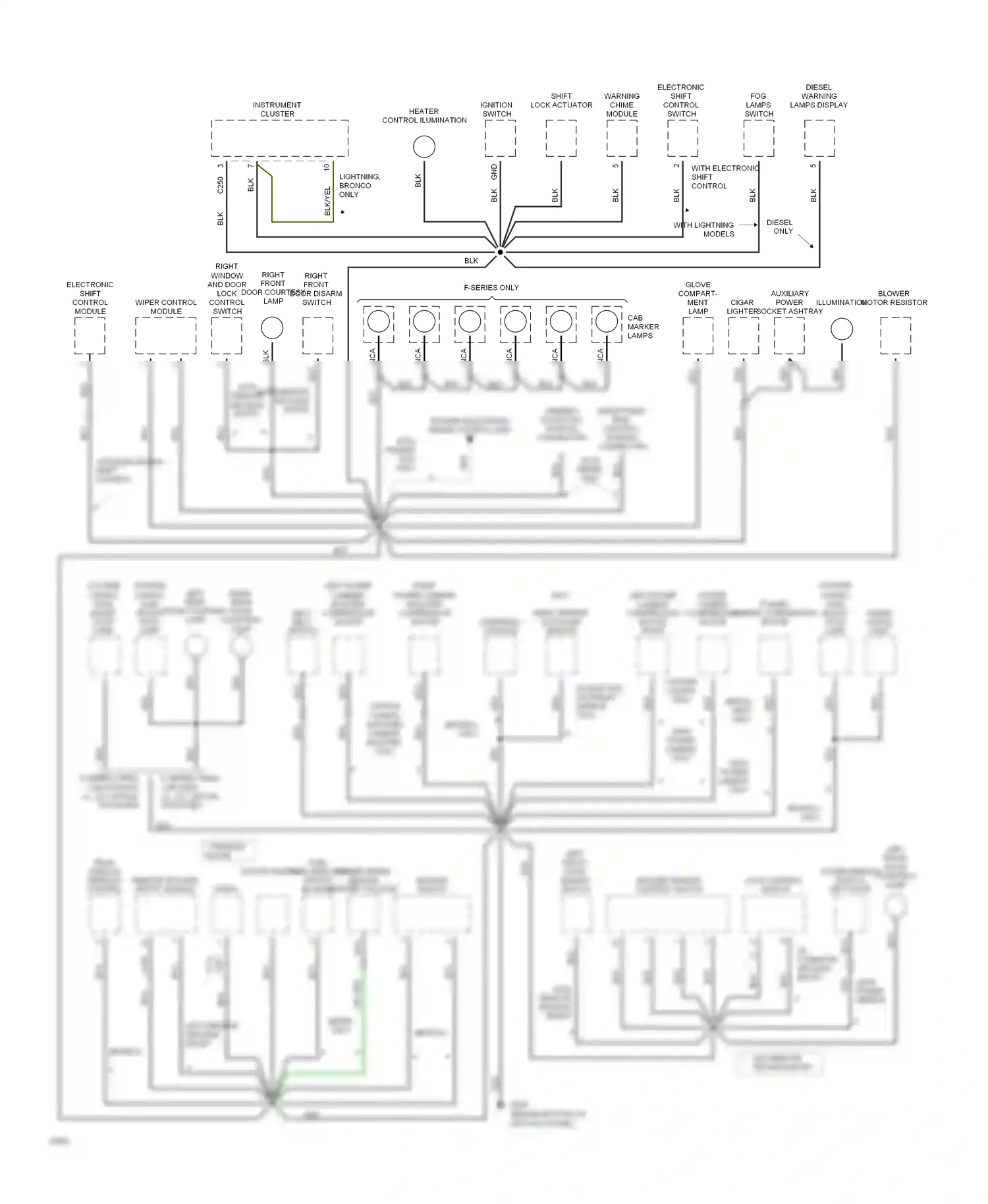 Ford Bronco V (1992-1996) ignition switch wiring diagram  (6 of 8)