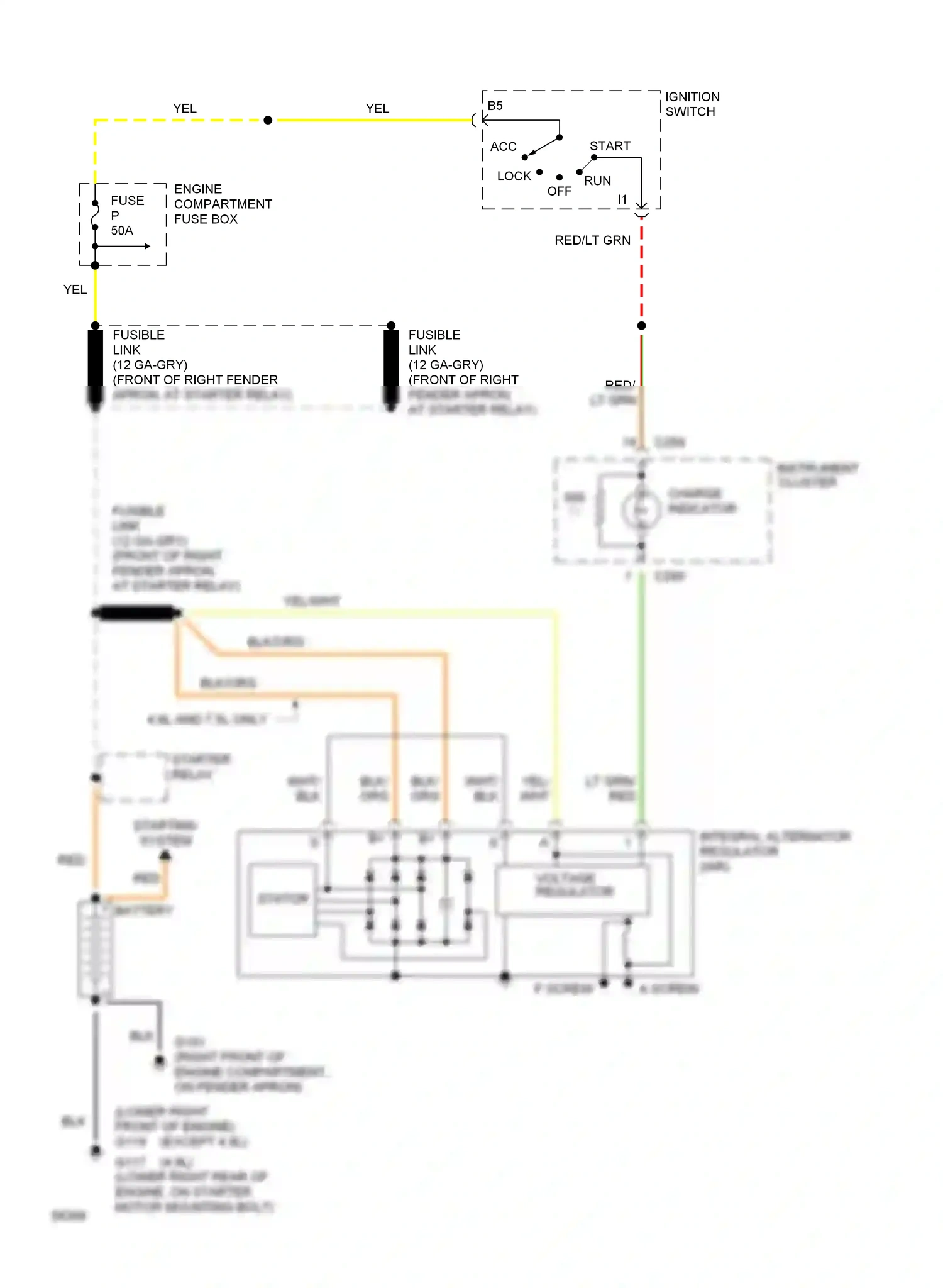 Ford Bronco V (1992-1996) ignition switch wiring diagram  (1 of 8)