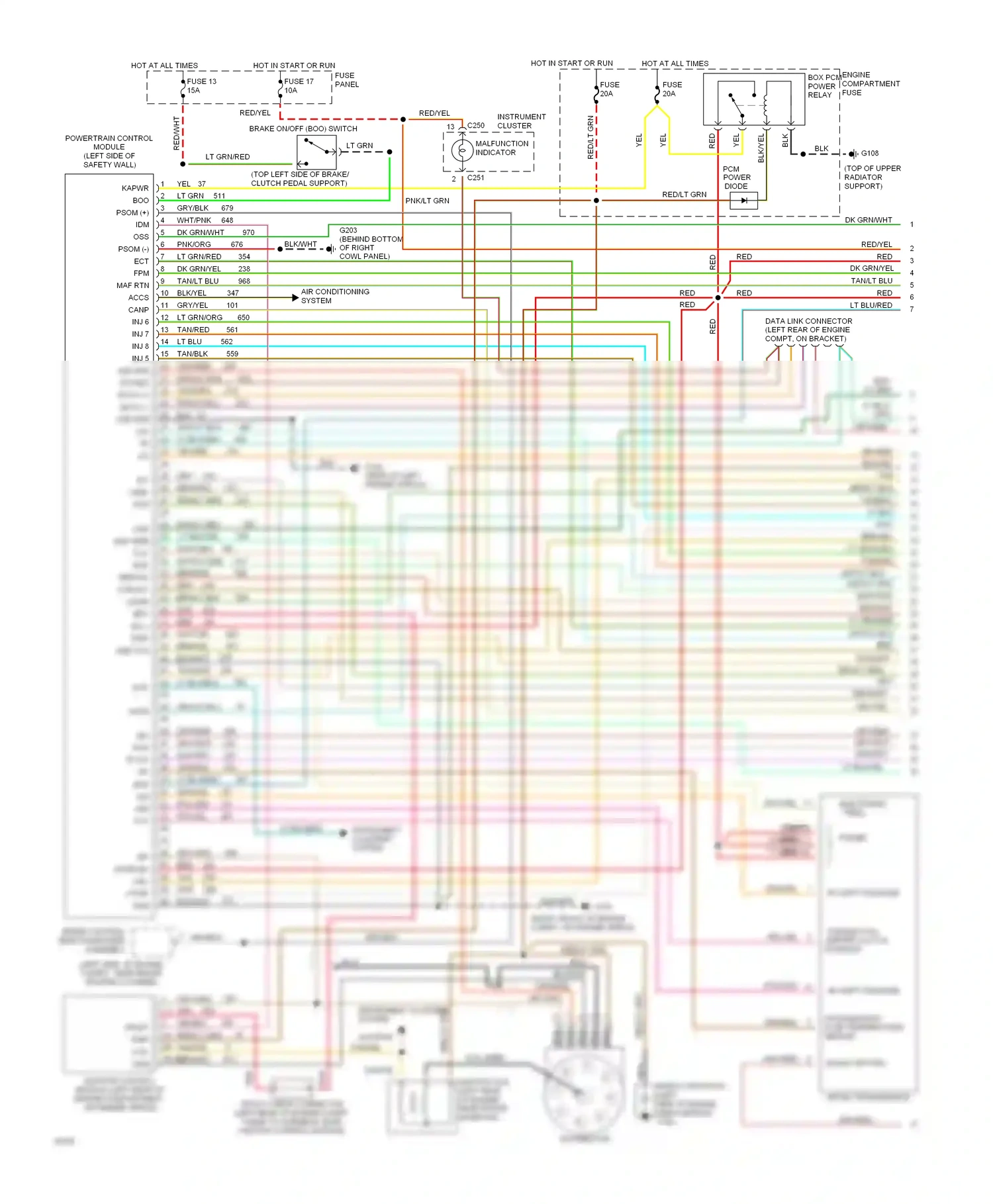 Ford Bronco V (1992-1996) instrument clusters system wiring diagram  (2 of 3)
